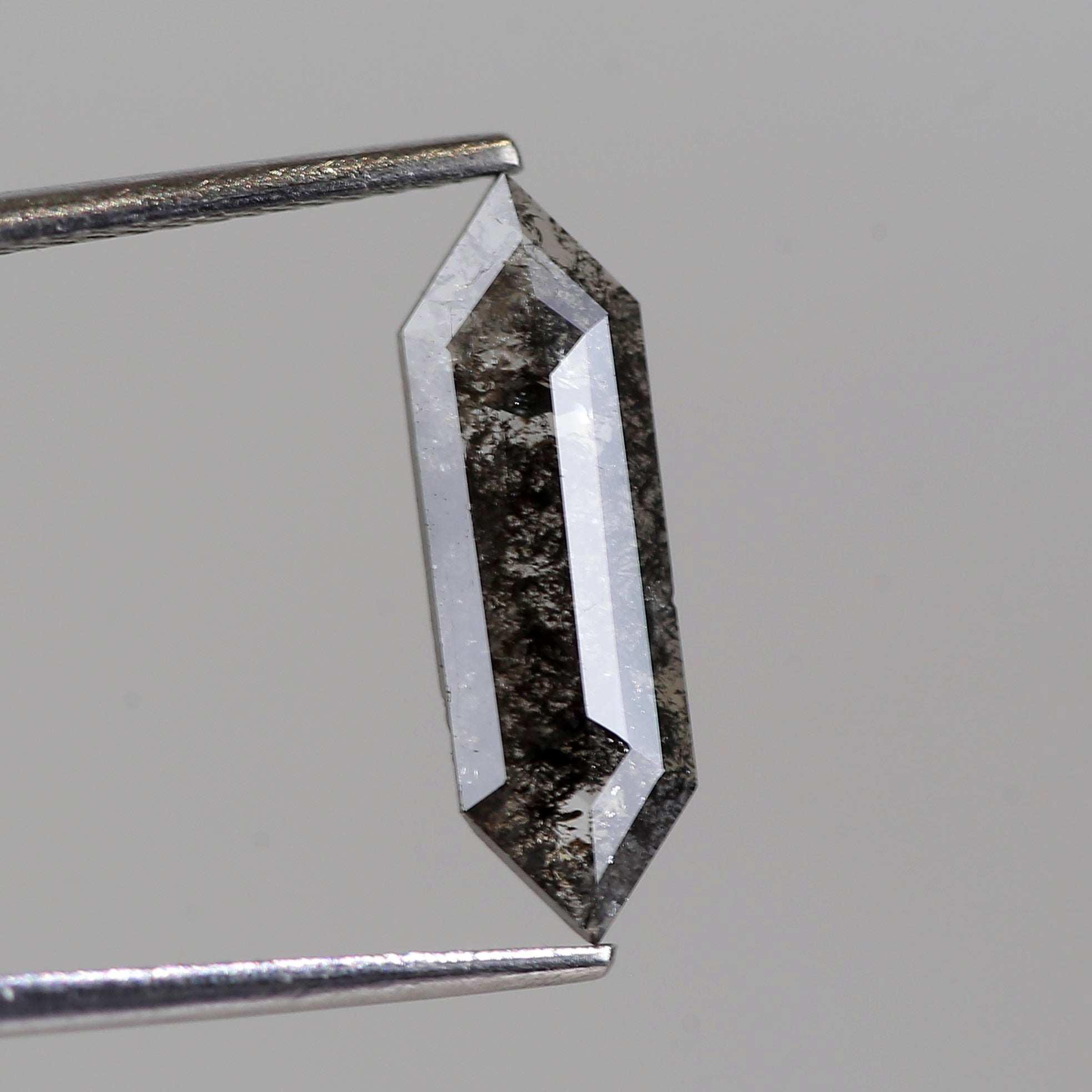 1.50 Carat Natural Elongated Hexagon Cut Black Salt And Pepper Diamond