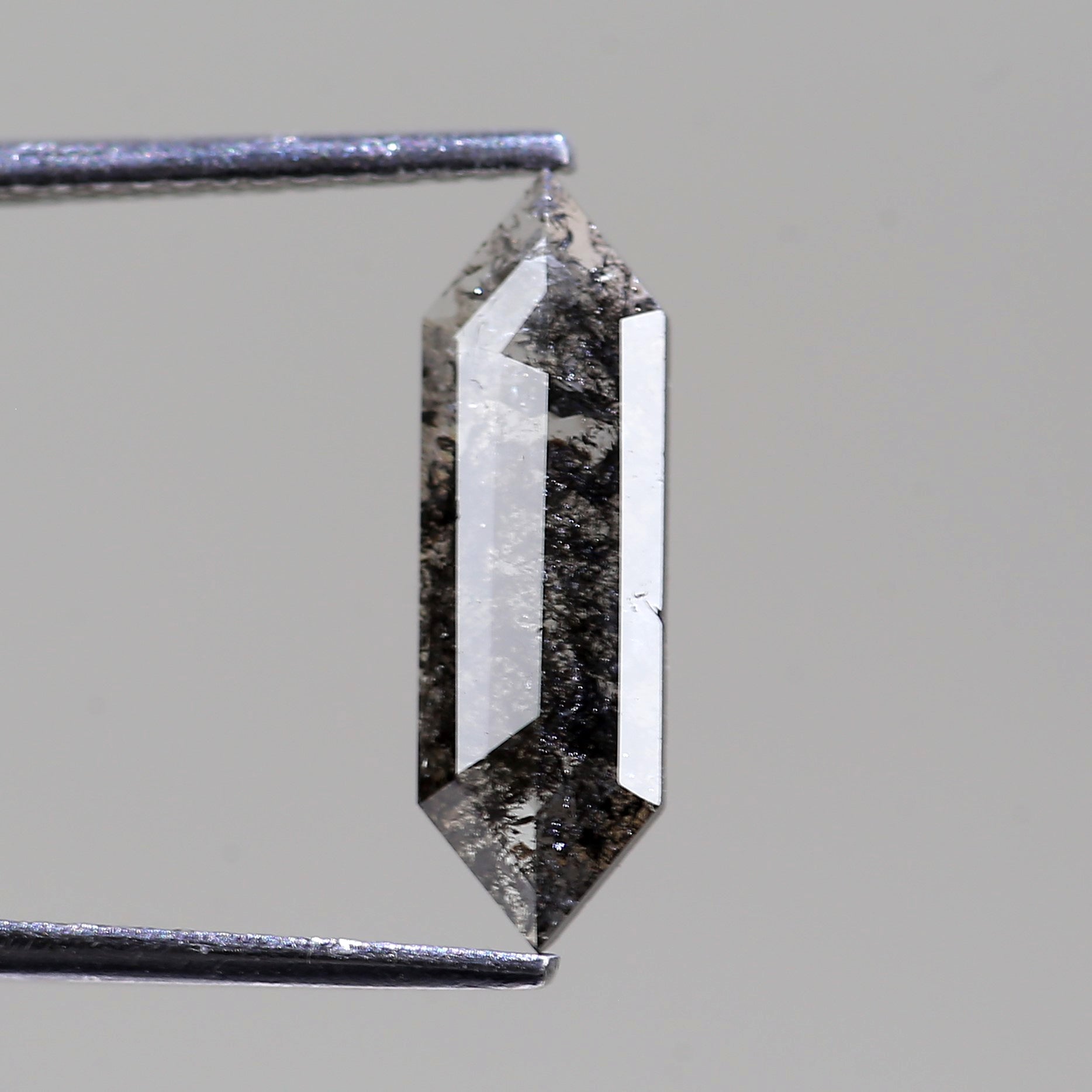 1.50 Carat Natural Elongated Hexagon Cut Black Salt And Pepper Diamond