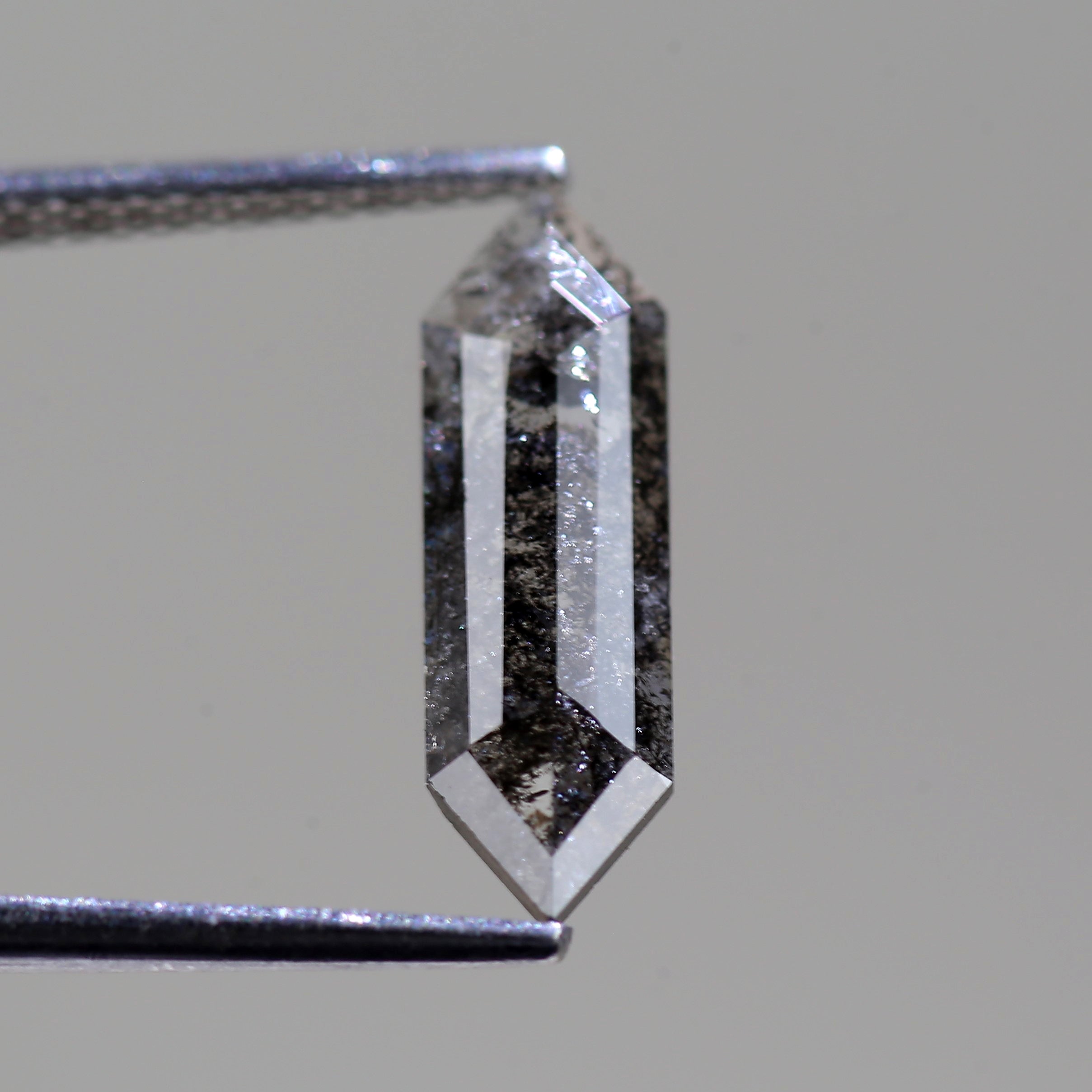 1.50 Carat Natural Elongated Hexagon Cut Black Salt And Pepper Diamond