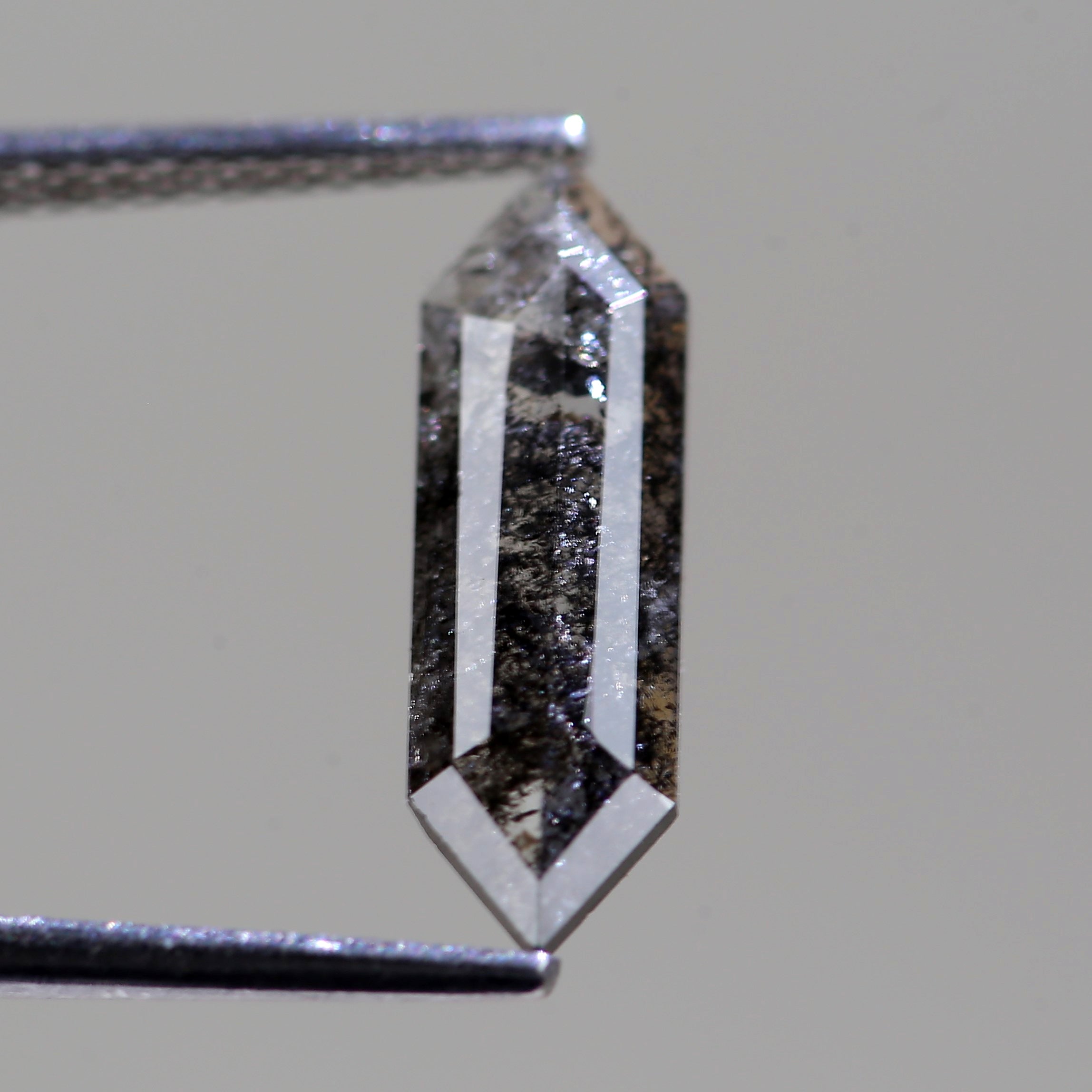1.50 Carat Natural Elongated Hexagon Cut Black Salt And Pepper Diamond