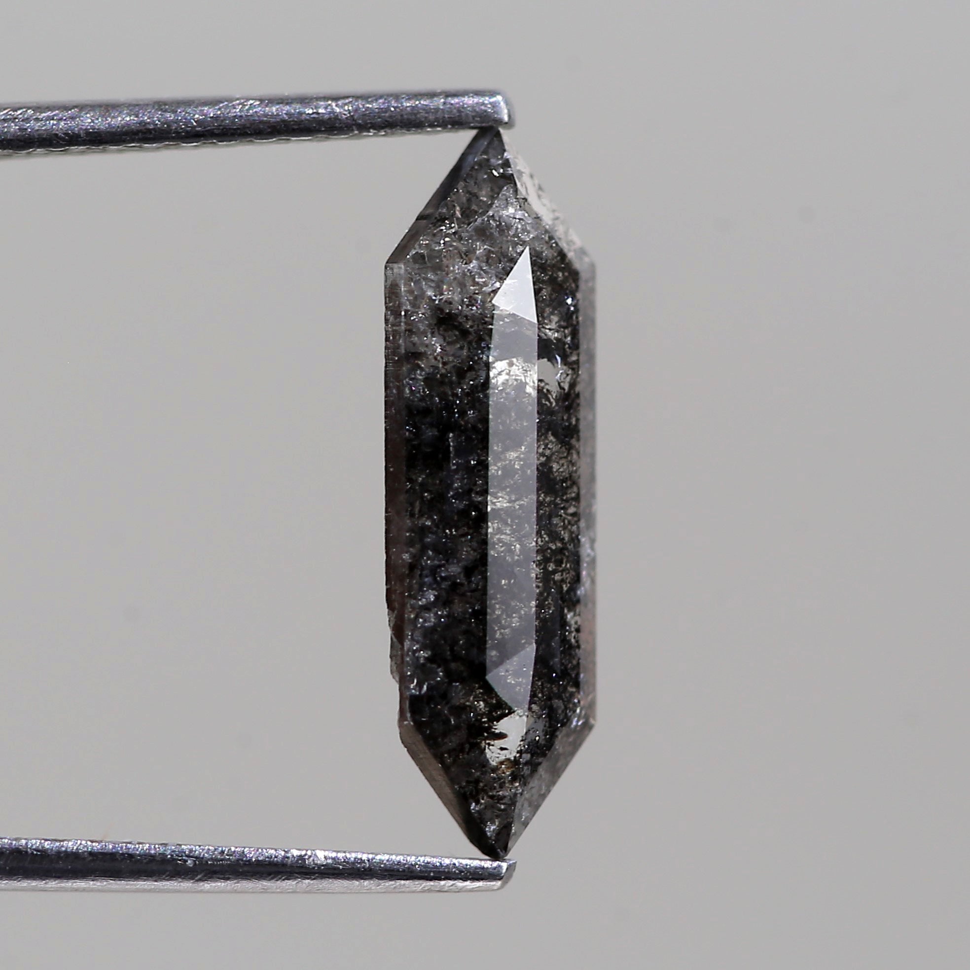 1.50 Carat Natural Elongated Hexagon Cut Black Salt And Pepper Diamond
