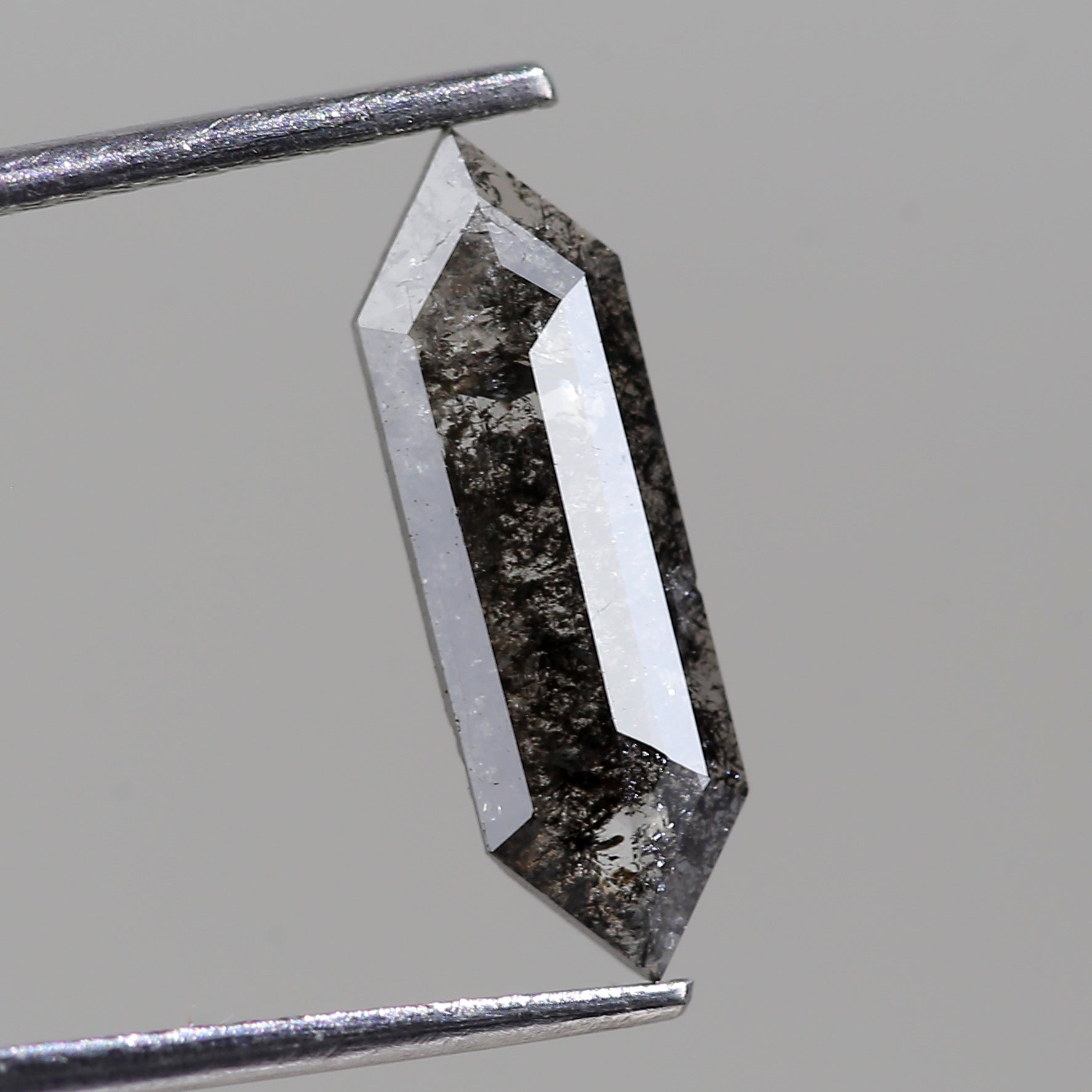 1.50 Carat Natural Elongated Hexagon Cut Black Salt And Pepper Diamond