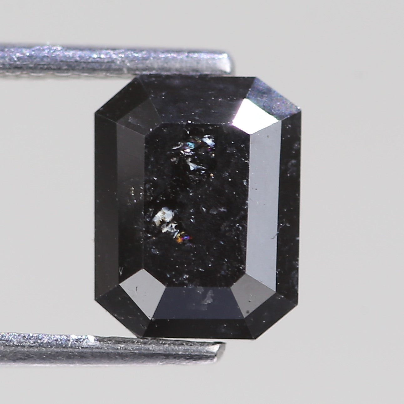 2.15 Carat Black Salt and Pepper Diamond For Emerald Cut Stone Rings