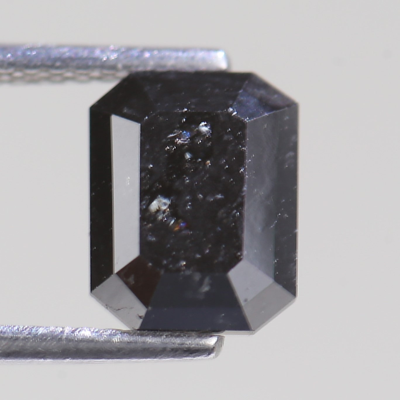 2.15 Carat Black Salt and Pepper Diamond For Emerald Cut Stone Rings