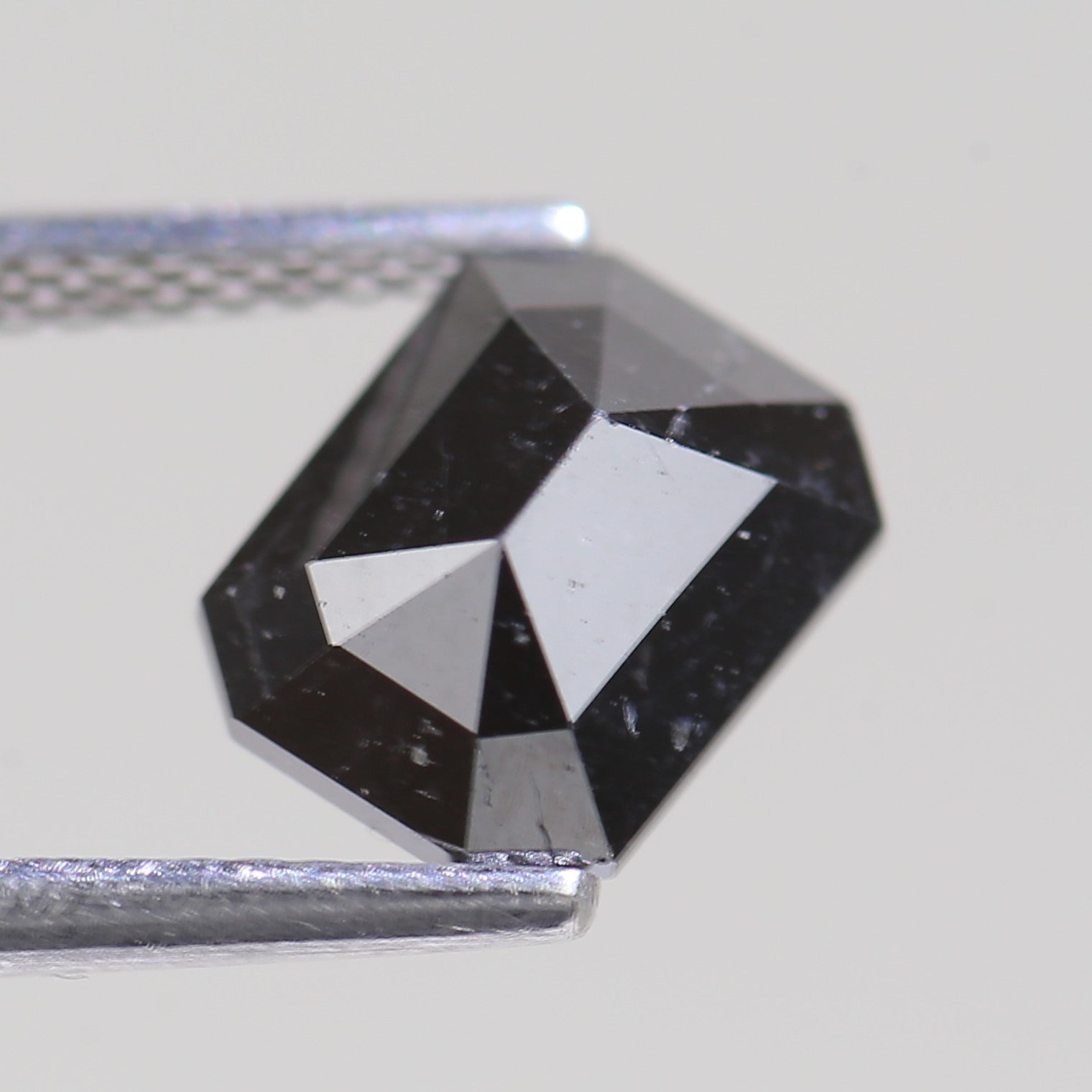 2.15 Carat Black Salt and Pepper Diamond For Emerald Cut Stone Rings