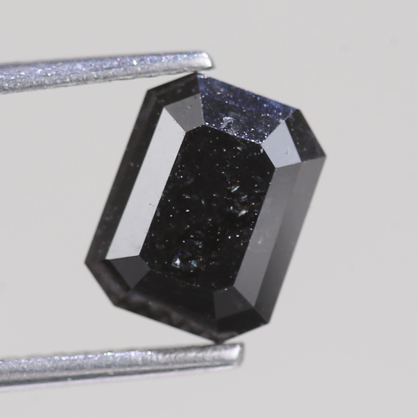 2.15 Carat Black Salt and Pepper Diamond For Emerald Cut Stone Rings