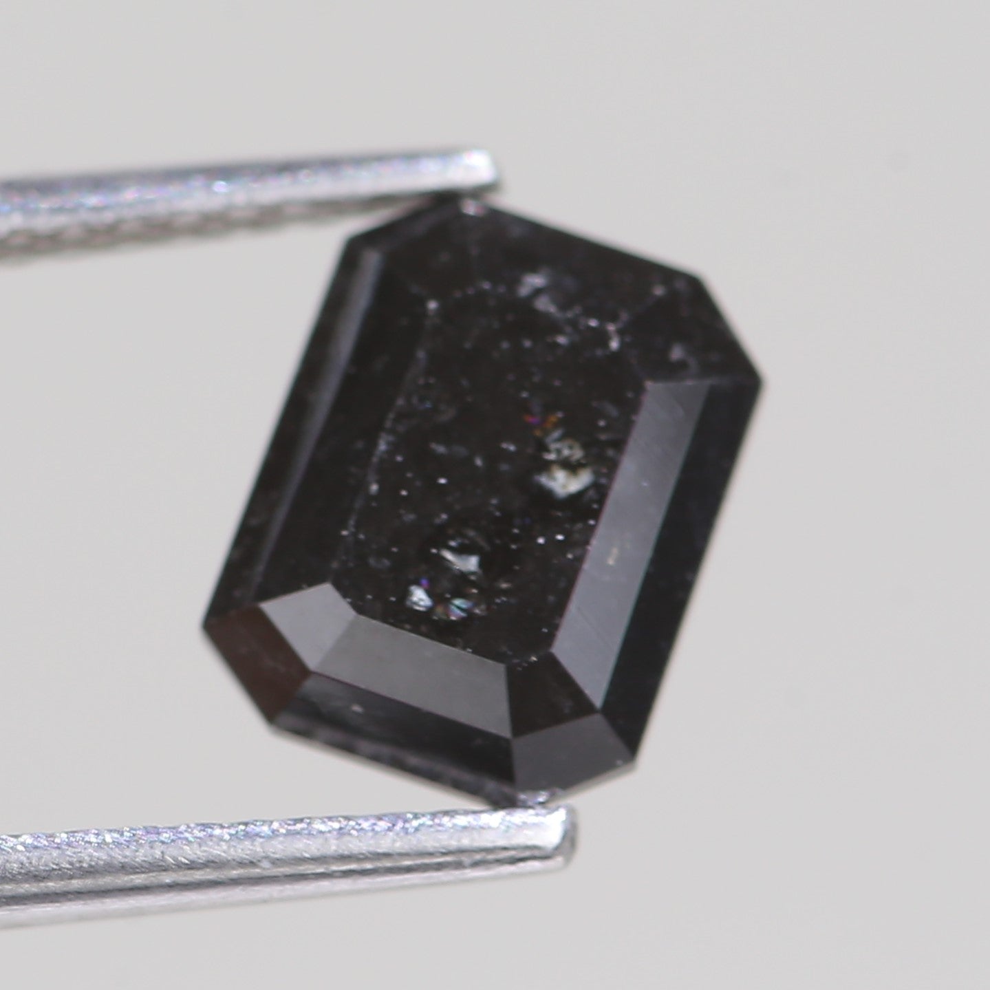 2.15 Carat Black Salt and Pepper Diamond For Emerald Cut Stone Rings