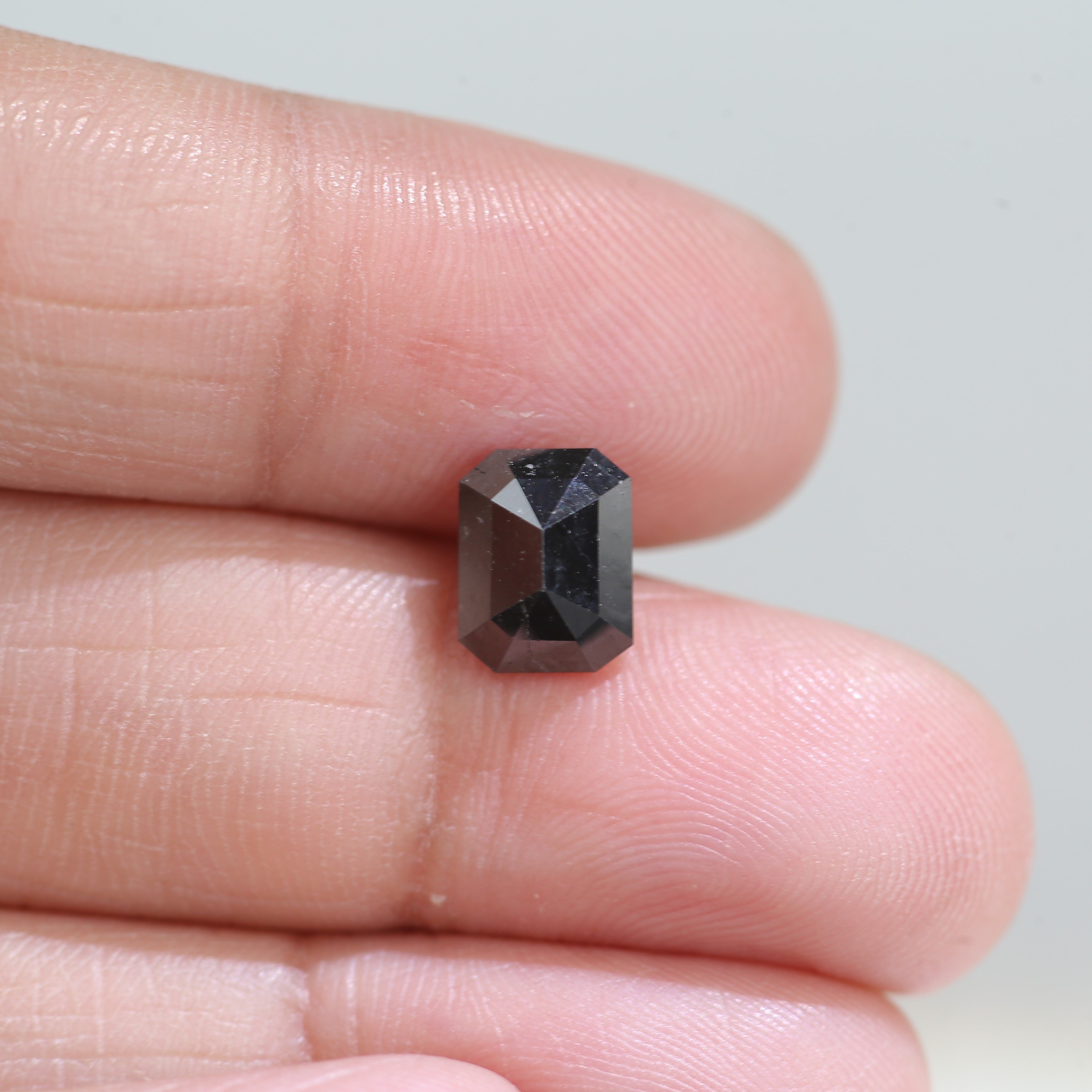 2.15 Carat Black Salt and Pepper Diamond For Emerald Cut Stone Rings