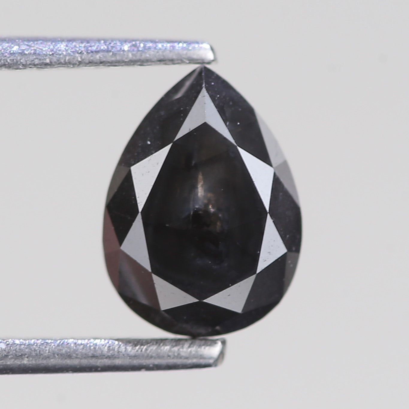 1.18 Carat Natural Pear Cut Black Salt And Pepper Diamond 7.80 MM