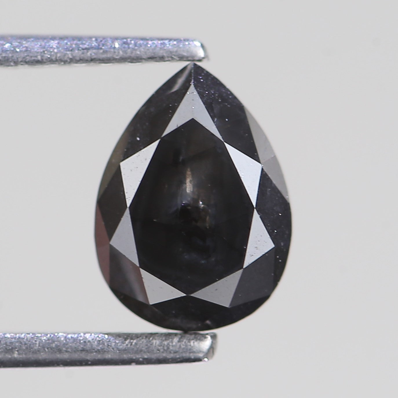 1.18 Carat Natural Pear Cut Black Salt And Pepper Diamond 7.80 MM