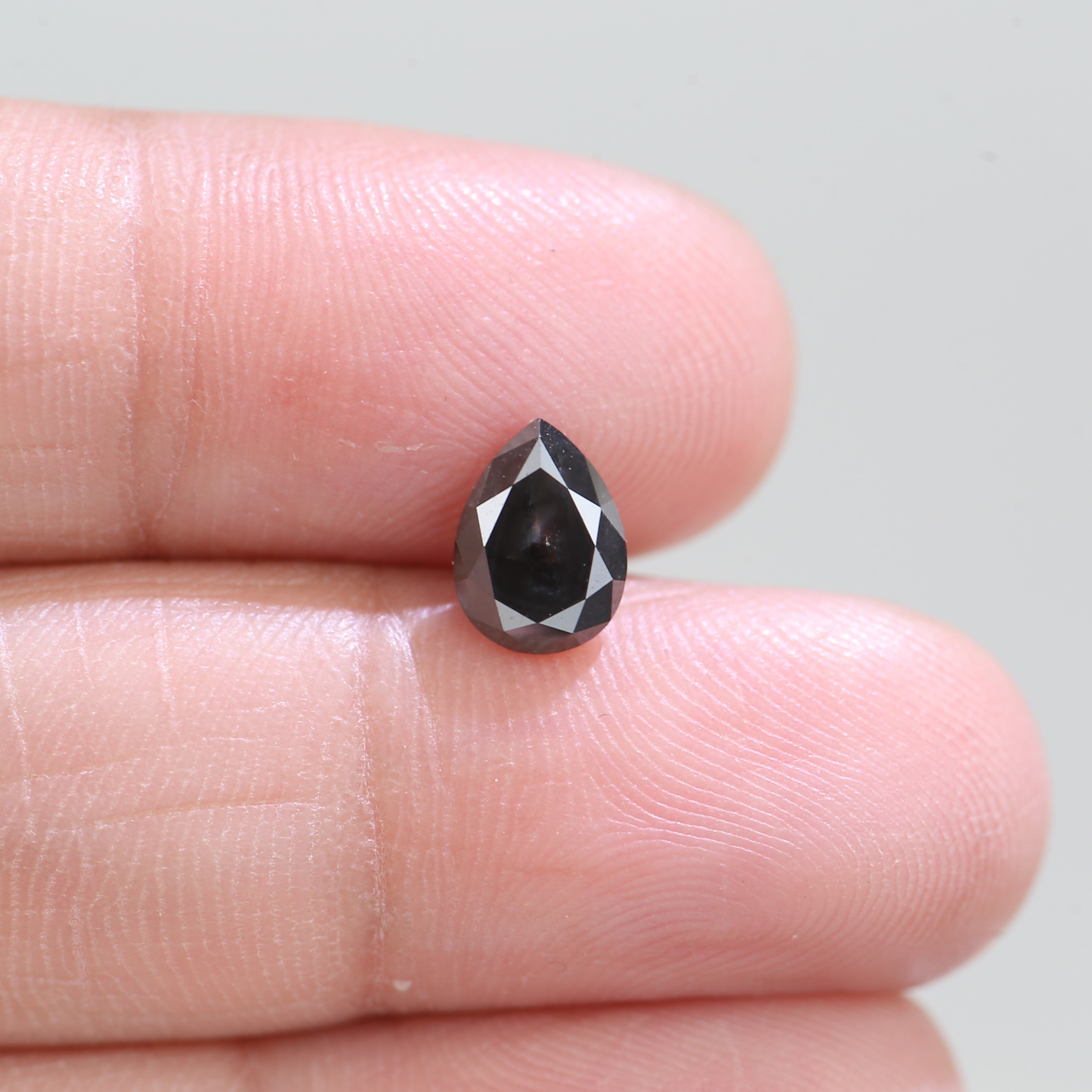 1.18 Carat Natural Pear Cut Black Salt And Pepper Diamond 7.80 MM