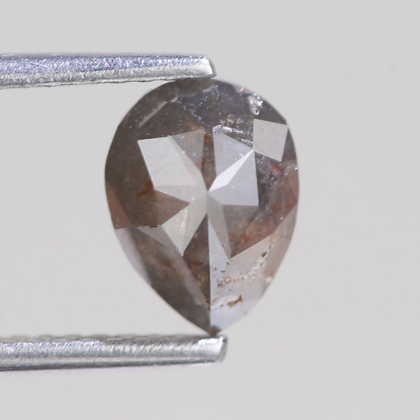 1.32 Carat Natural Raw Pear Cut Gray Salt And Pepper Diamond 7.73 MM