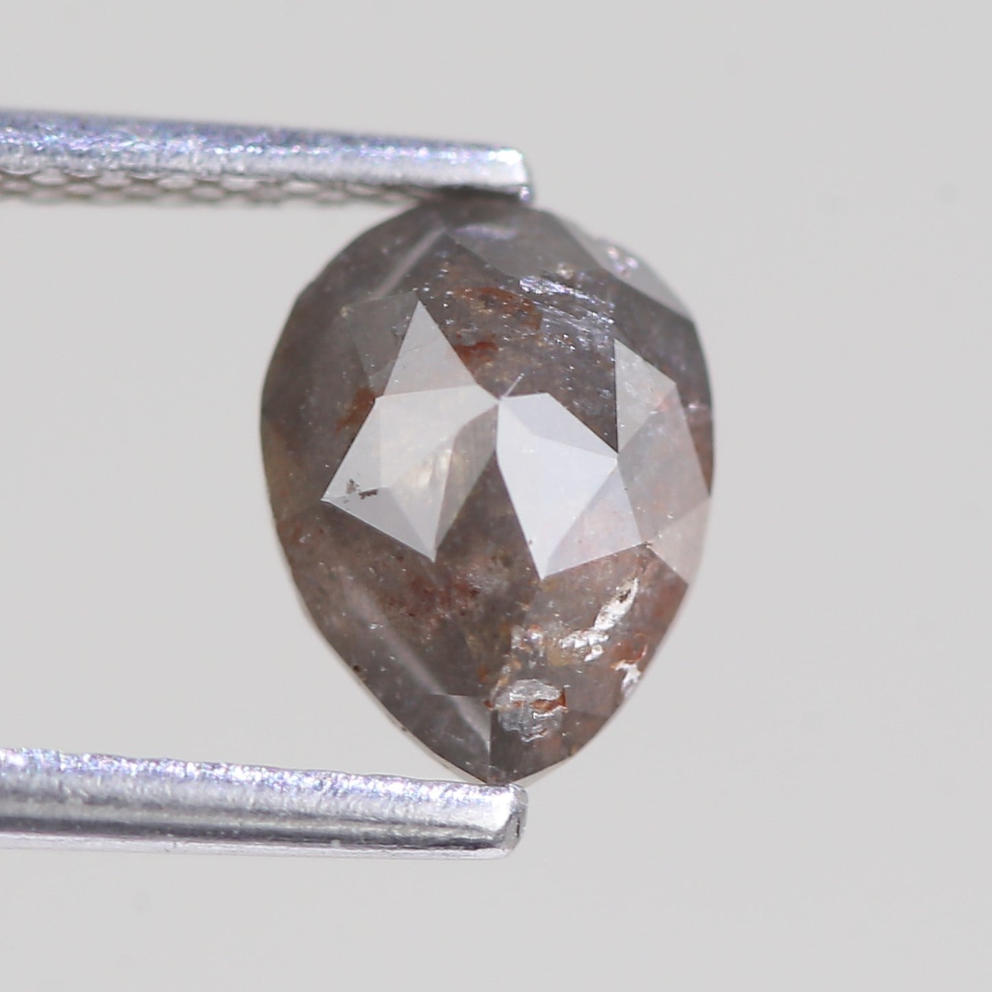 1.32 Carat Natural Raw Pear Cut Gray Salt And Pepper Diamond 7.73 MM