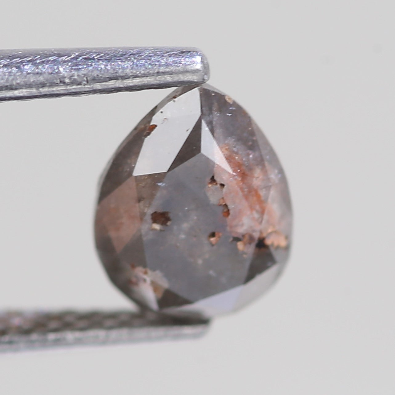 1.32 Carat Natural Raw Pear Cut Gray Salt And Pepper Diamond 7.73 MM