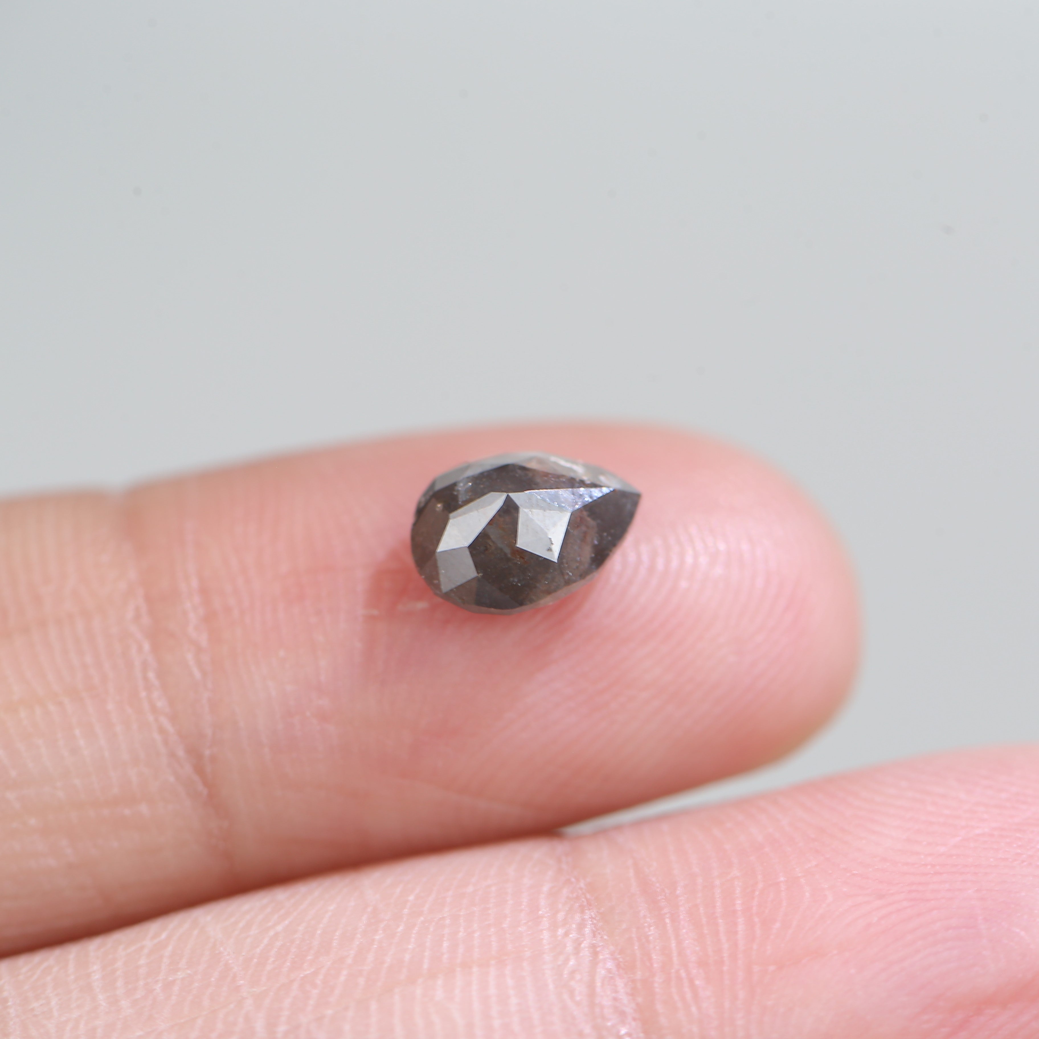 1.32 Carat Natural Raw Pear Cut Gray Salt And Pepper Diamond 7.73 MM