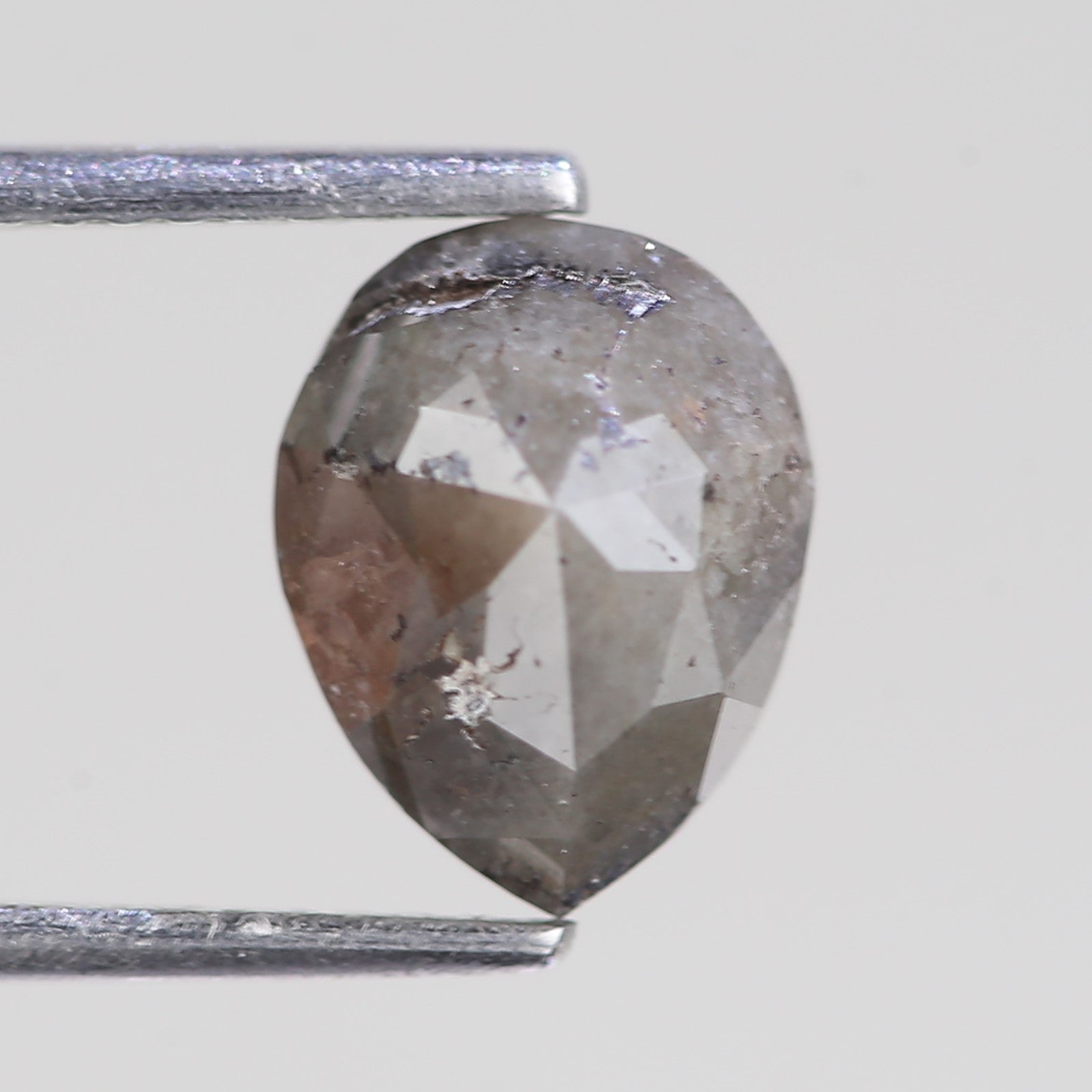 2.86 Carat Natural Pear Cut Gray Salt And Pepper Diamond 9.41 MM