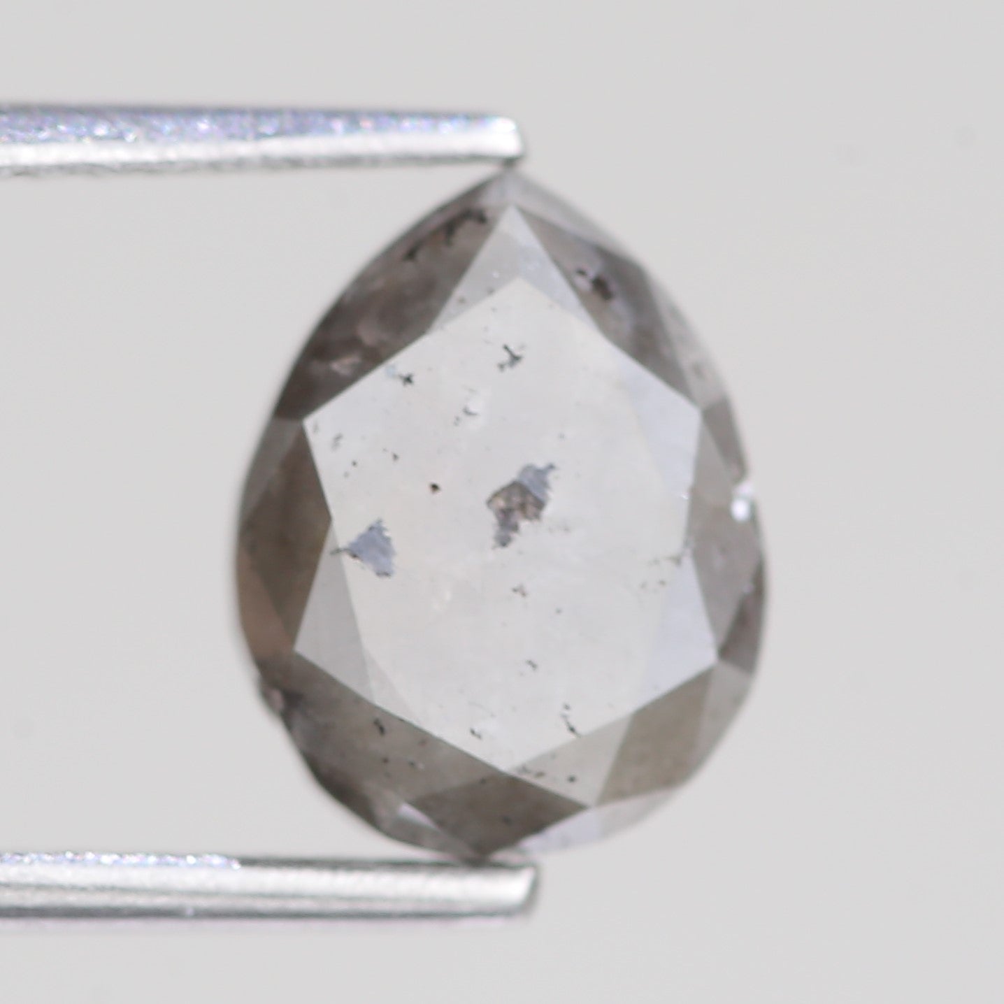 2.86 Carat Natural Pear Cut Gray Salt And Pepper Diamond 9.41 MM