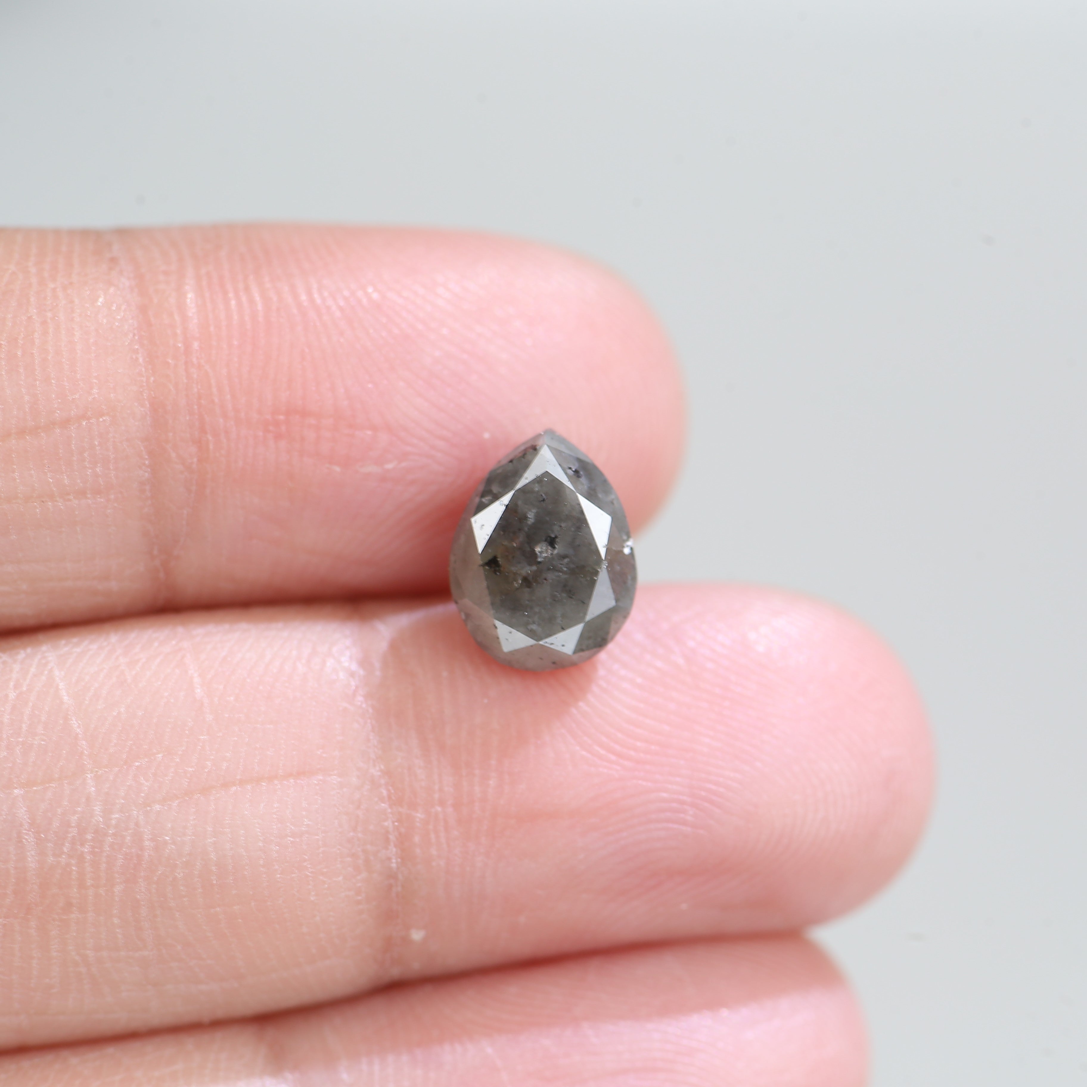 2.86 Carat Natural Pear Cut Gray Salt And Pepper Diamond 9.41 MM