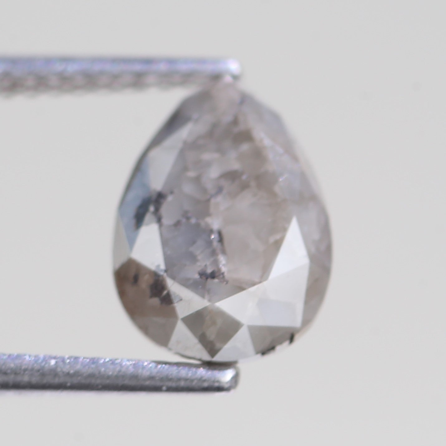 2.40 Carat Natural Salt And Pepper Pear Raw Diamond 10.12 MM