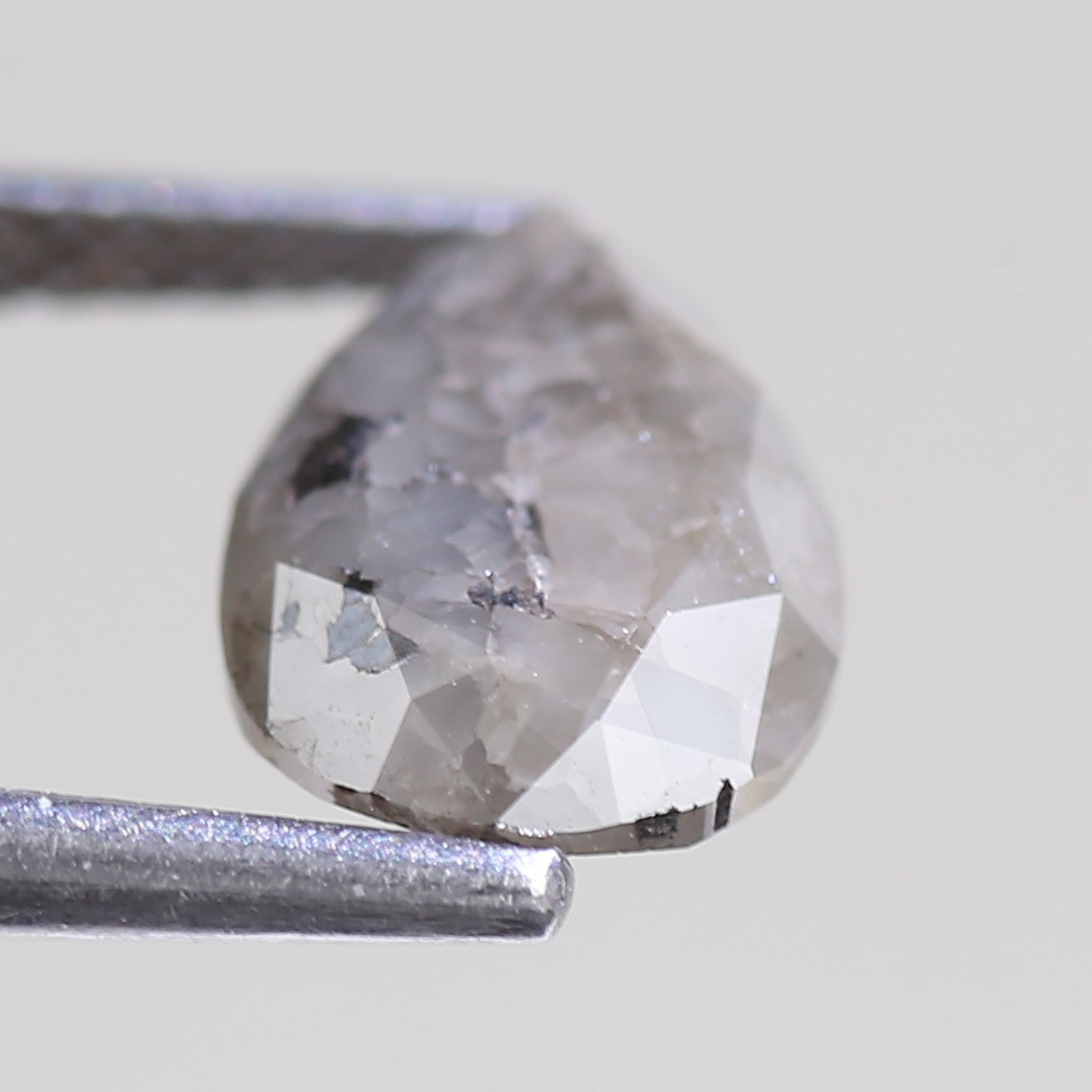 2.40 Carat Natural Salt And Pepper Pear Raw Diamond 10.12 MM