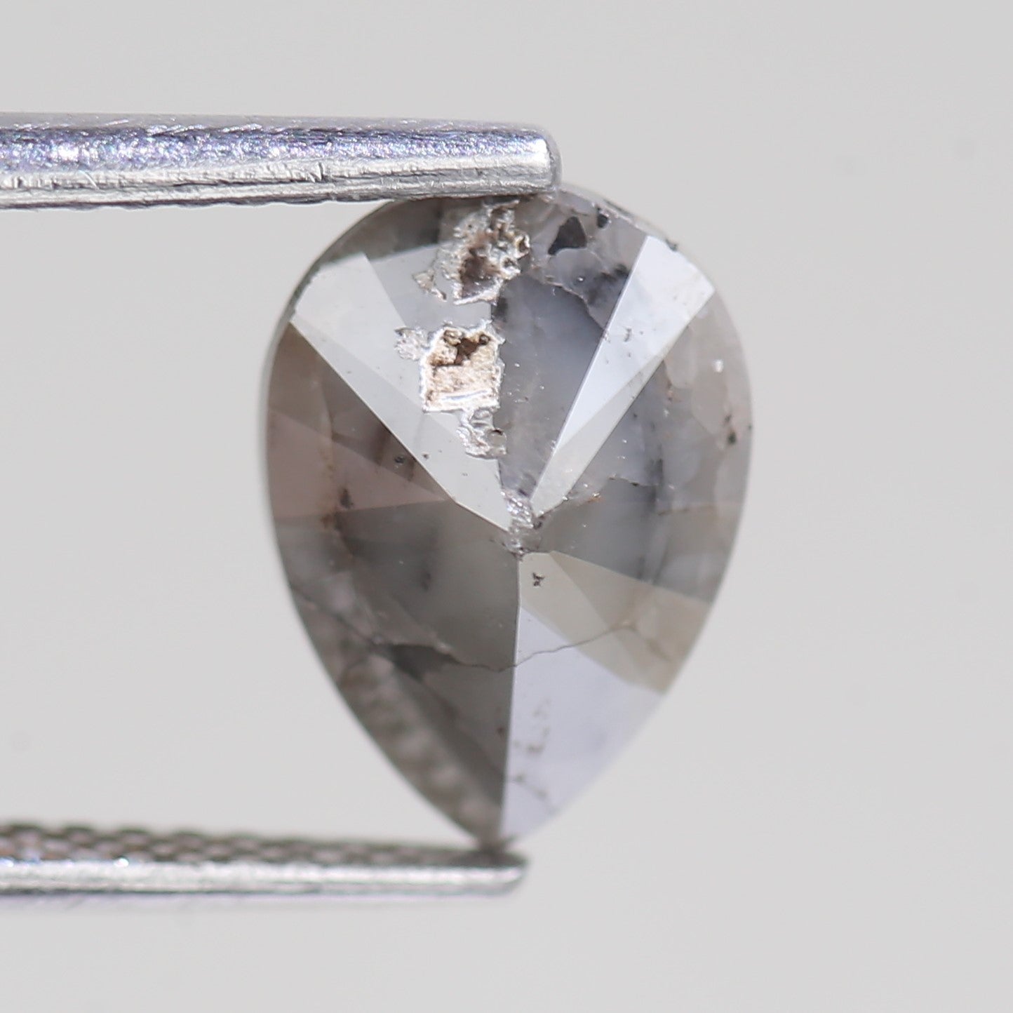 2.40 Carat Natural Salt And Pepper Pear Raw Diamond 10.12 MM