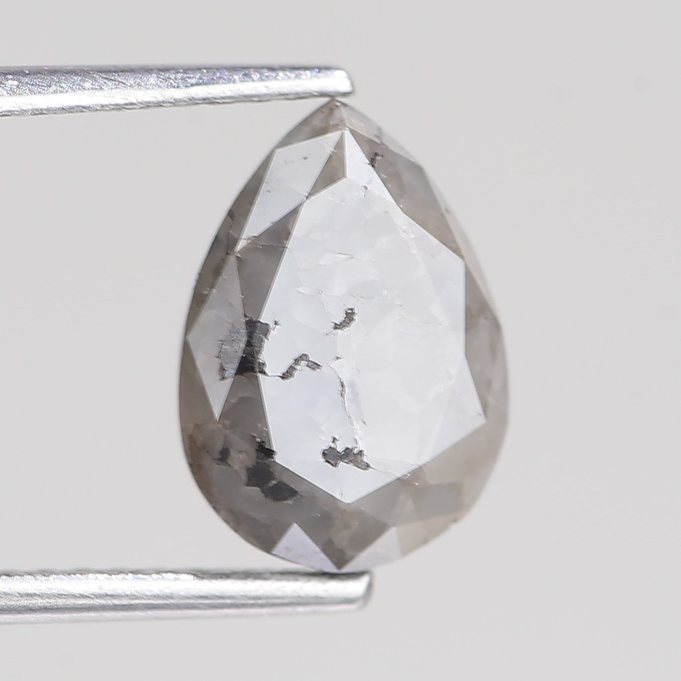 2.40 Carat Natural Salt And Pepper Pear Raw Diamond 10.12 MM
