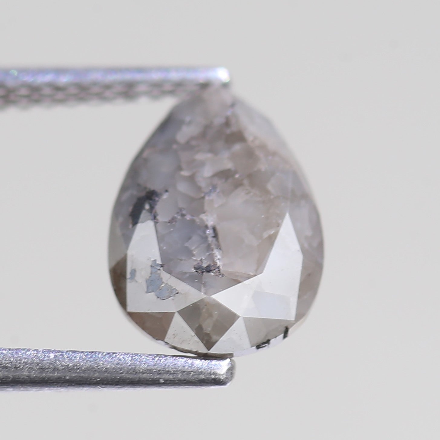 2.40 Carat Natural Salt And Pepper Pear Raw Diamond 10.12 MM