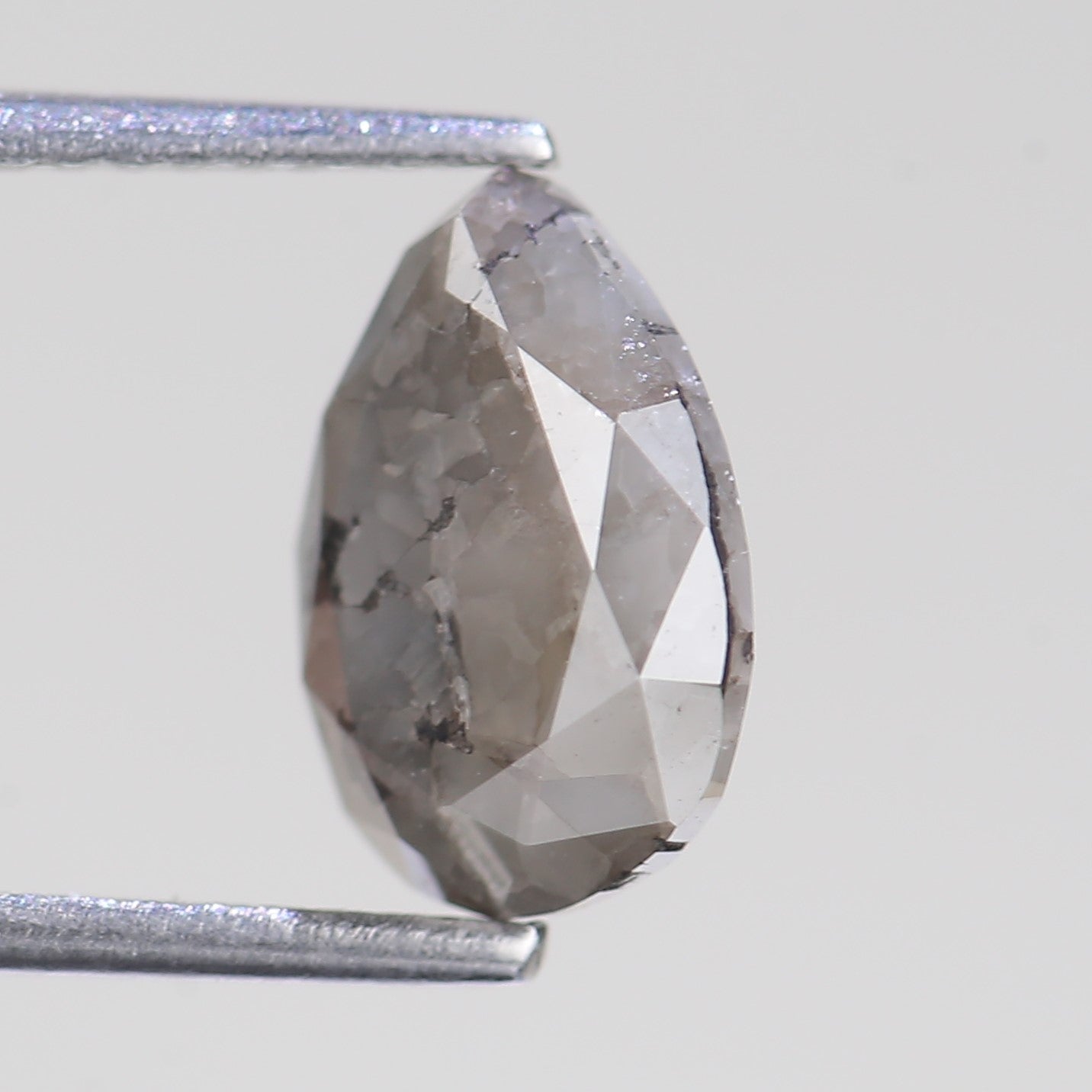 2.40 Carat Natural Salt And Pepper Pear Raw Diamond 10.12 MM