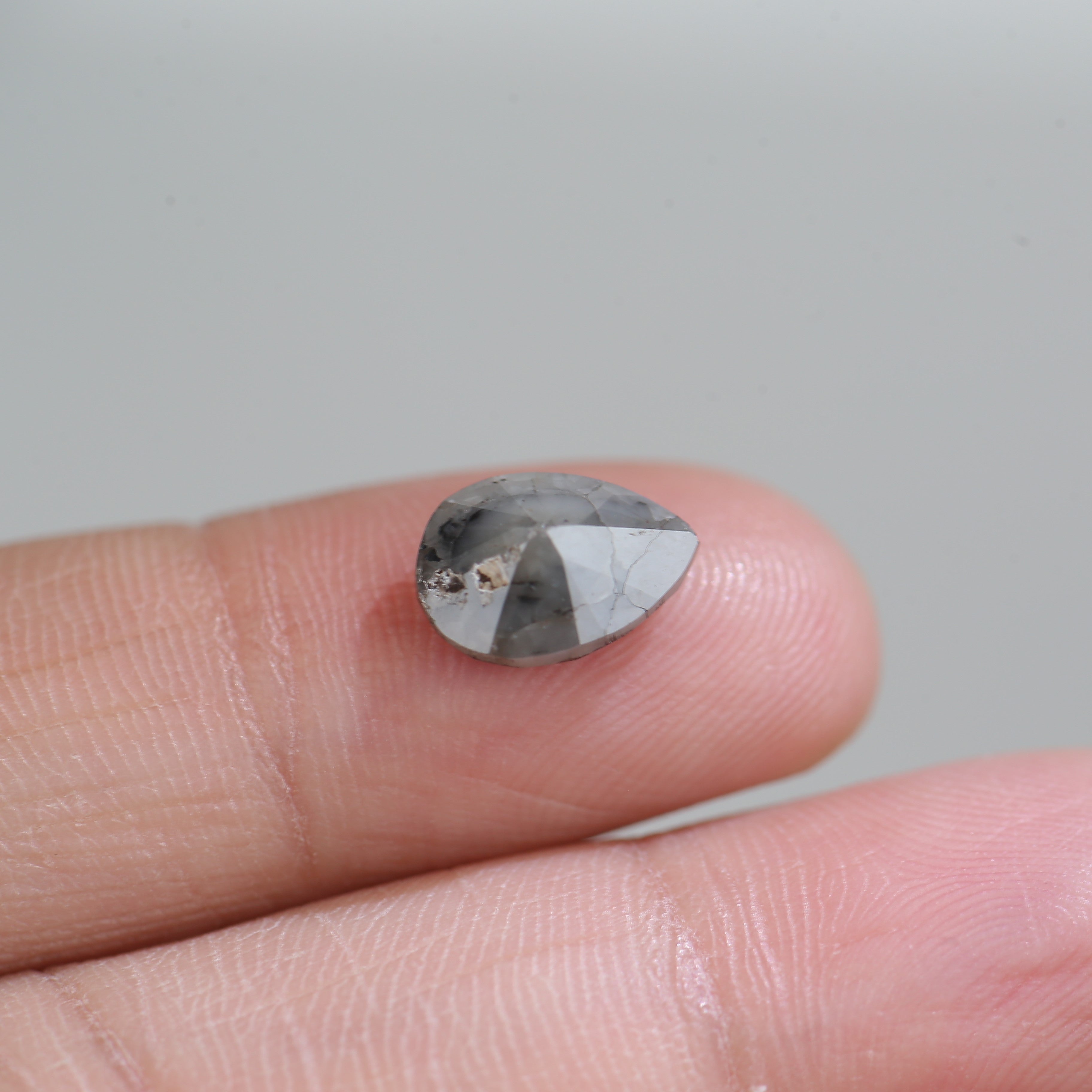 2.40 Carat Natural Salt And Pepper Pear Raw Diamond 10.12 MM