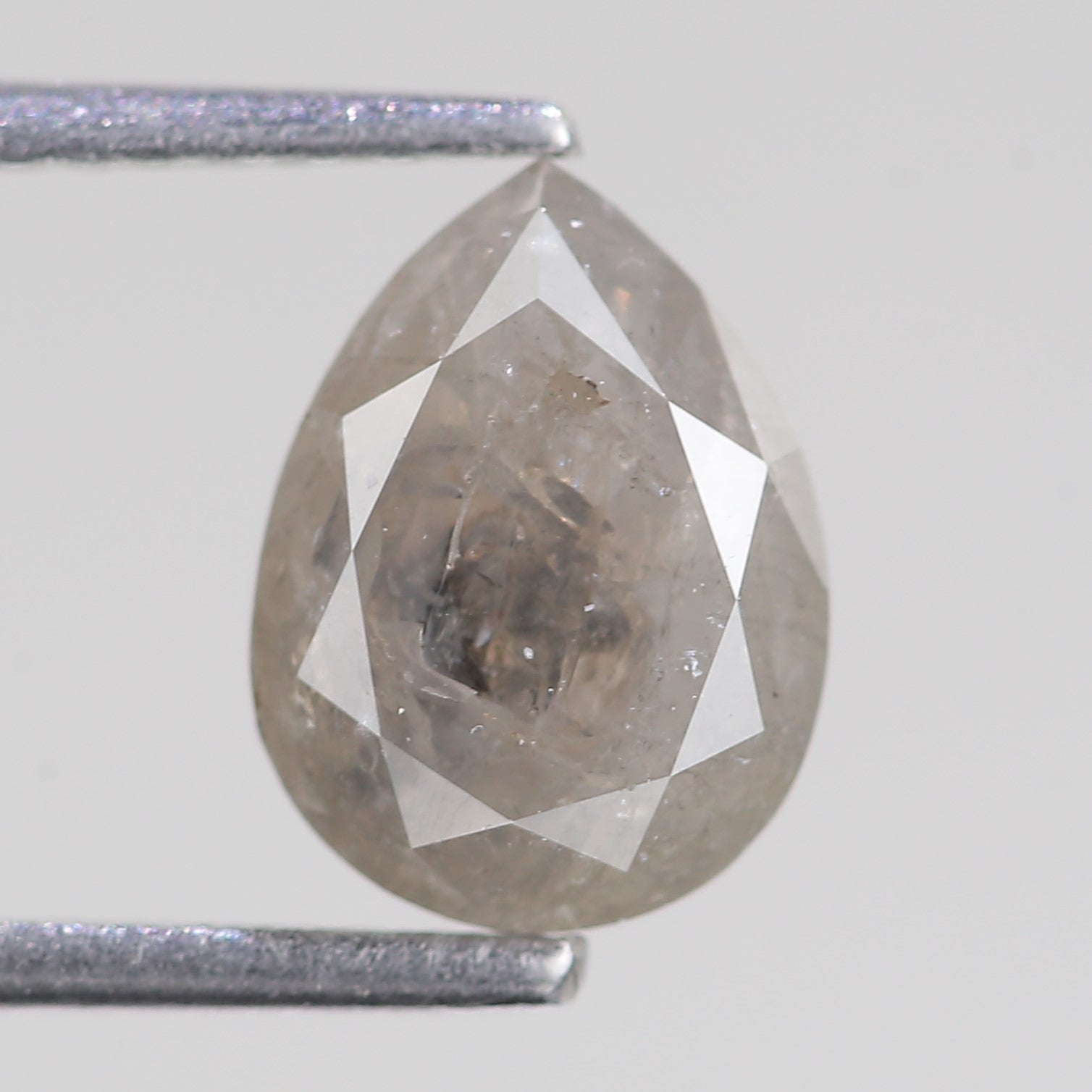 1.88 Carat Natural Gray Salt And Pepper Pear Cut Diamond 9.03 MM