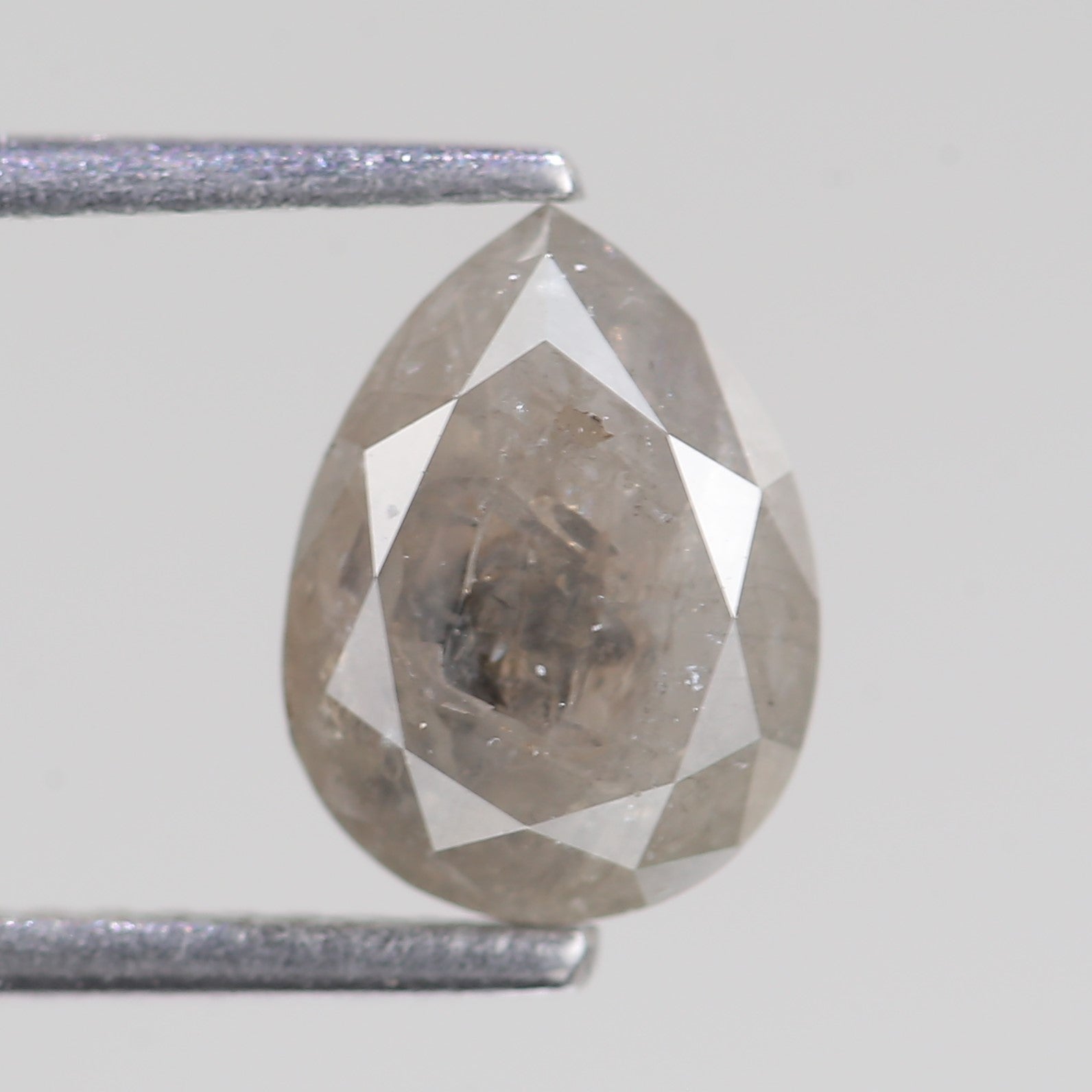 1.88 Carat Natural Gray Salt And Pepper Pear Cut Diamond 9.03 MM