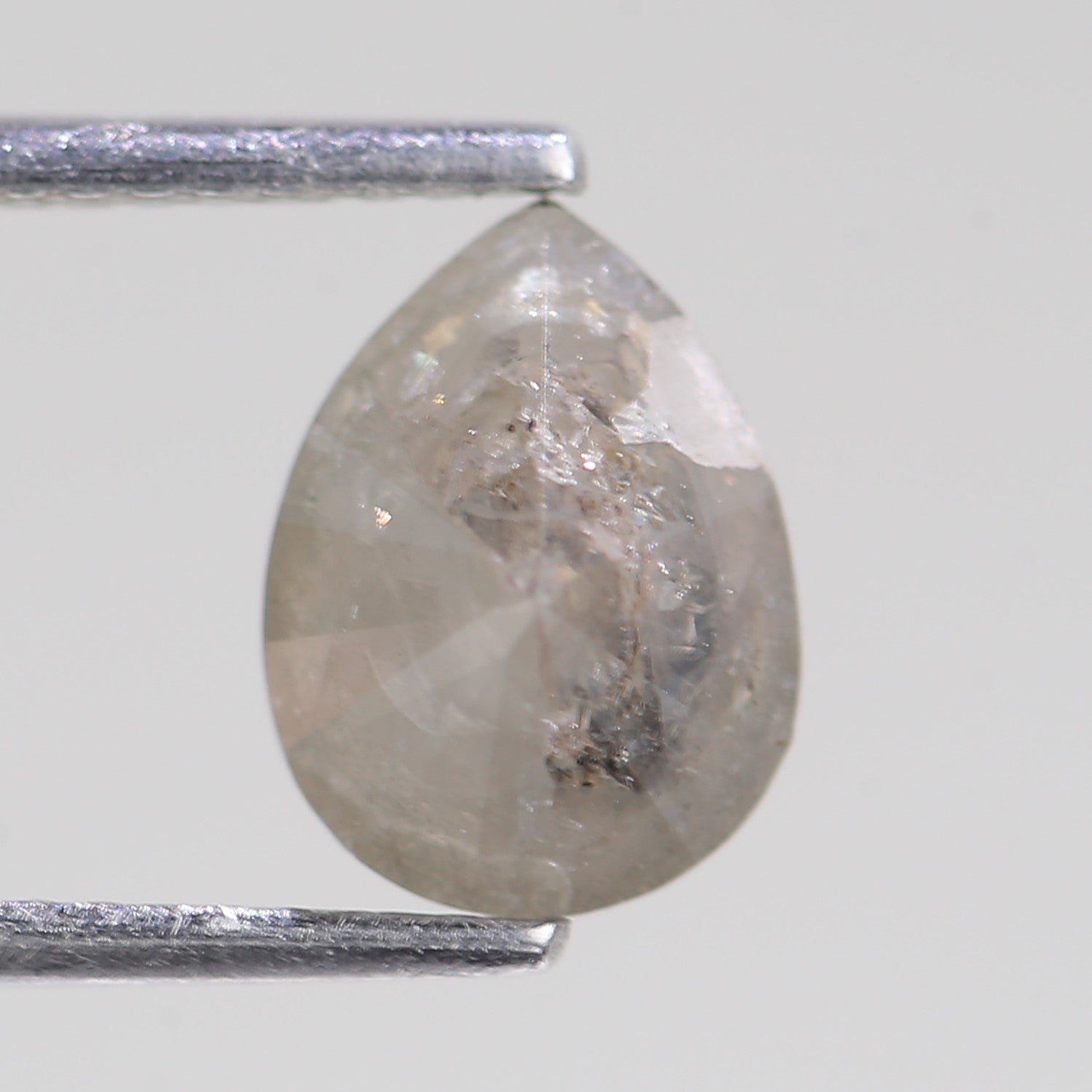 1.88 Carat Natural Gray Salt And Pepper Pear Cut Diamond 9.03 MM