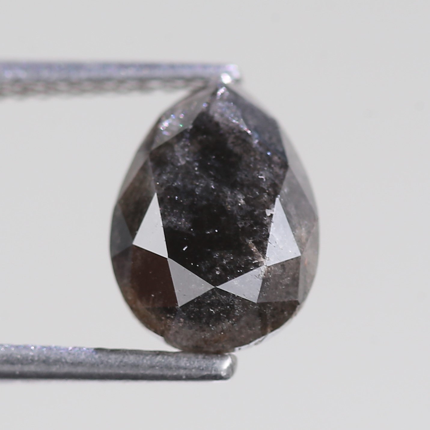 2.81 Carat Natural Salt And Pepper Pear Cut Gray Diamond 9.76 MM