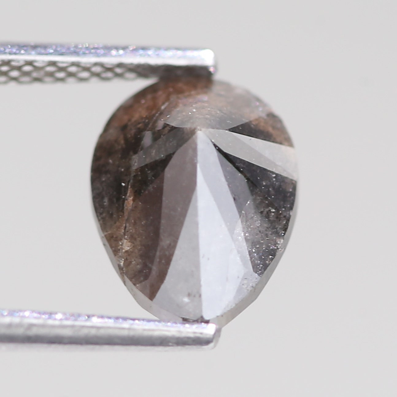 2.81 Carat Natural Salt And Pepper Pear Cut Gray Diamond 9.76 MM