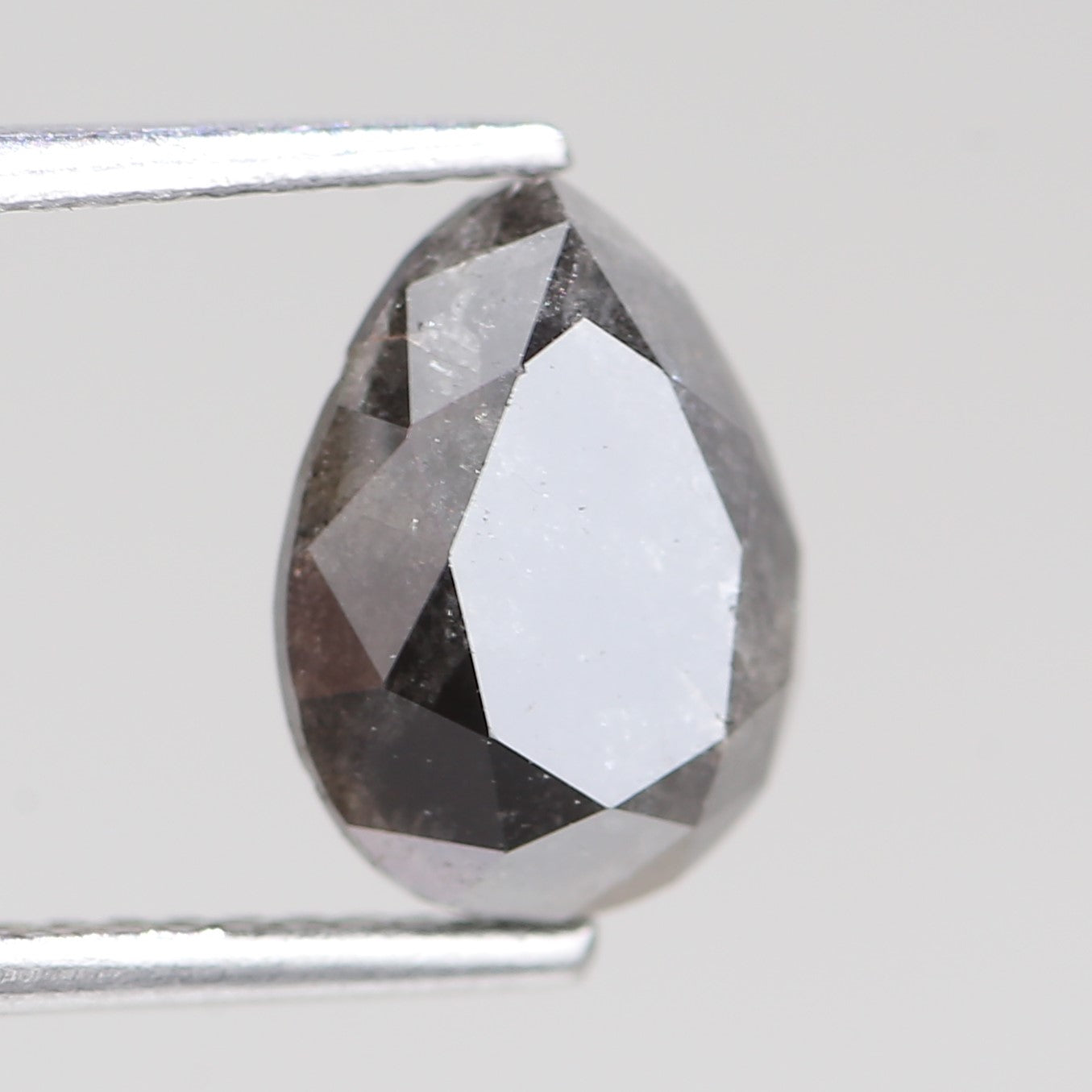 2.81 Carat Natural Salt And Pepper Pear Cut Gray Diamond 9.76 MM