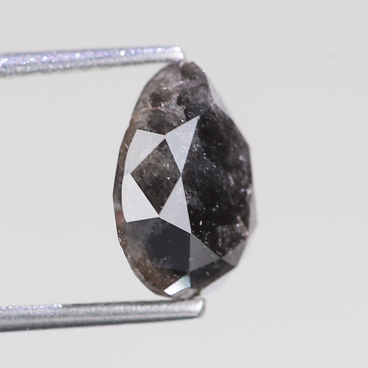 2.81 Carat Natural Salt And Pepper Pear Cut Gray Diamond 9.76 MM