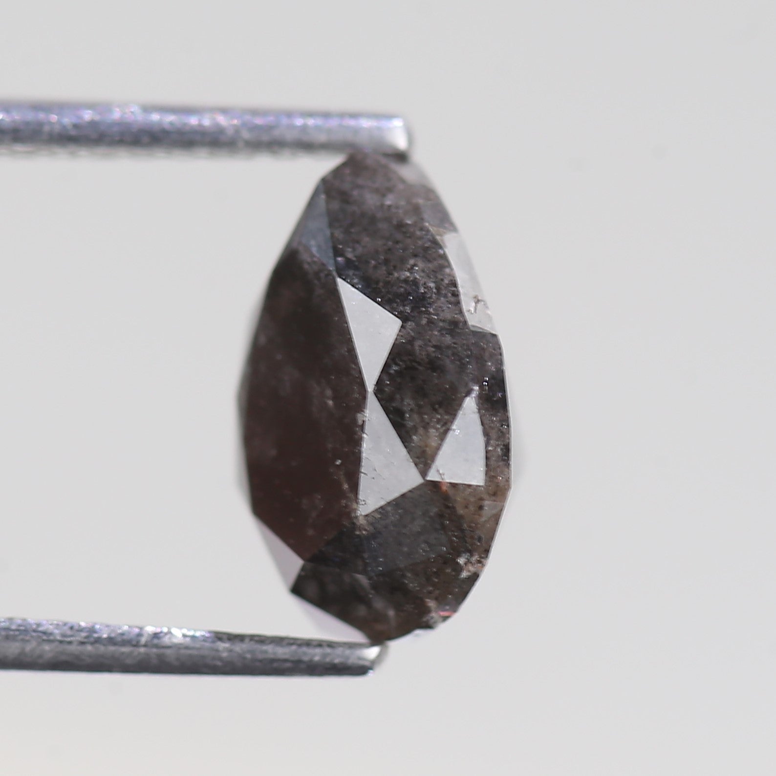 2.81 Carat Natural Salt And Pepper Pear Cut Gray Diamond 9.76 MM