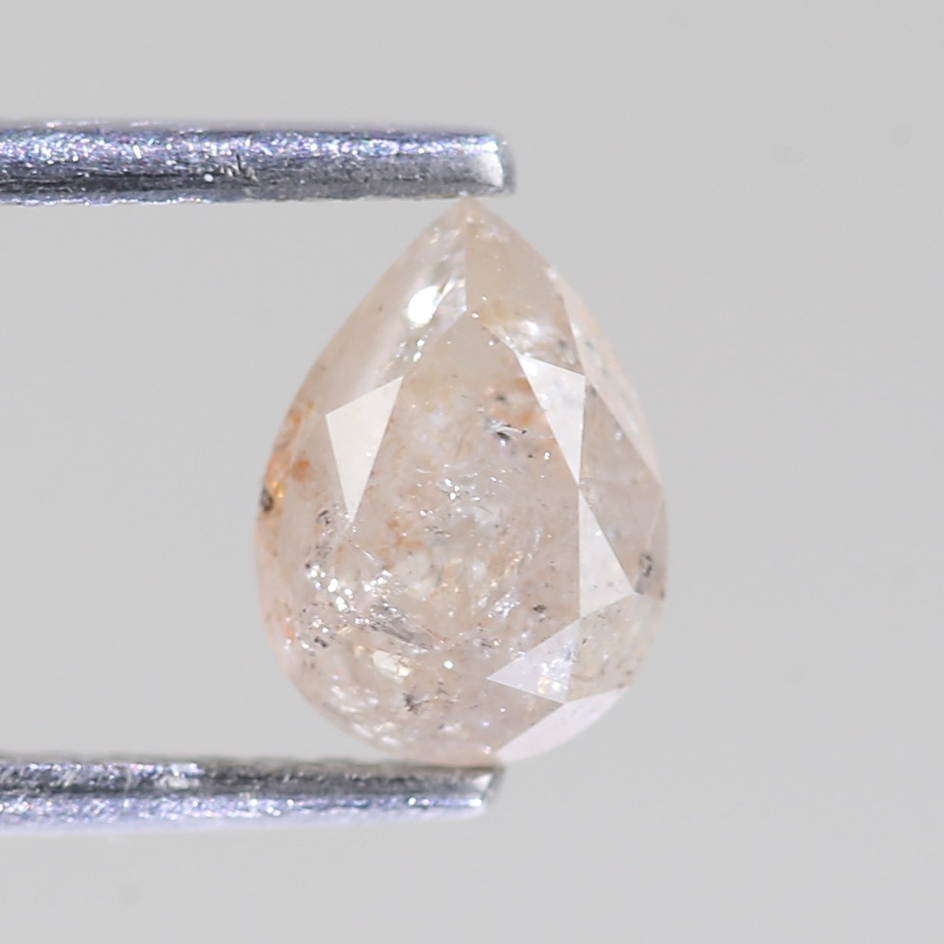 1.12 Carat Natural Pear Light Peach Salt And Pepper Diamond 7.31 MM