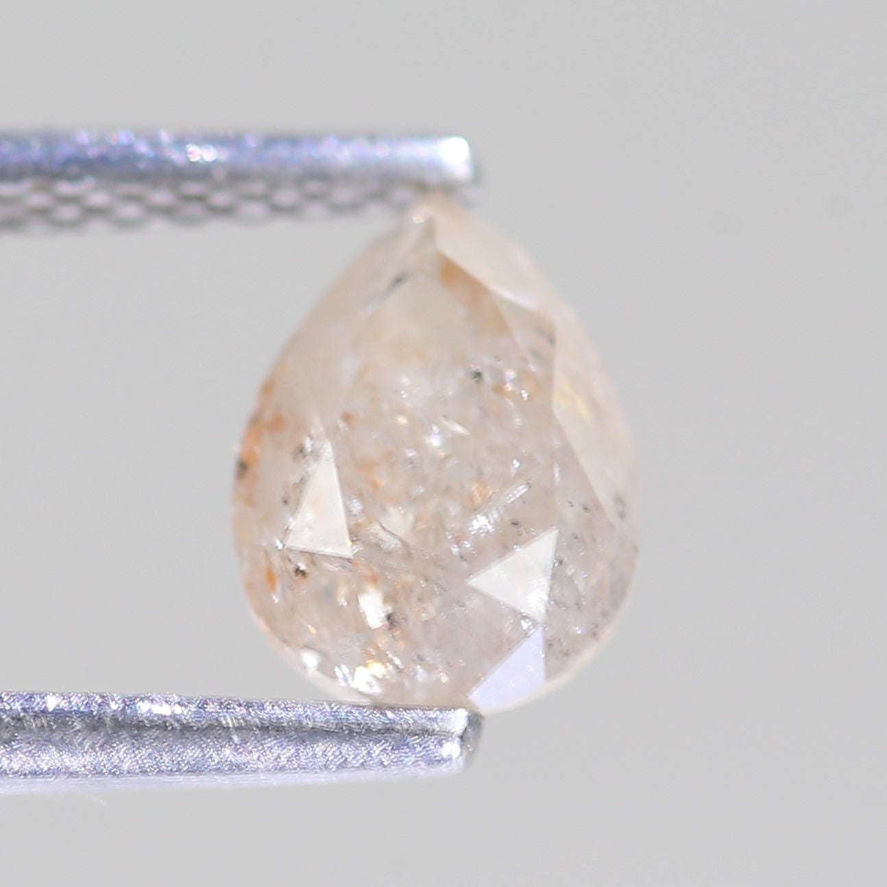 1.12 Carat Natural Pear Light Peach Salt And Pepper Diamond 7.31 MM