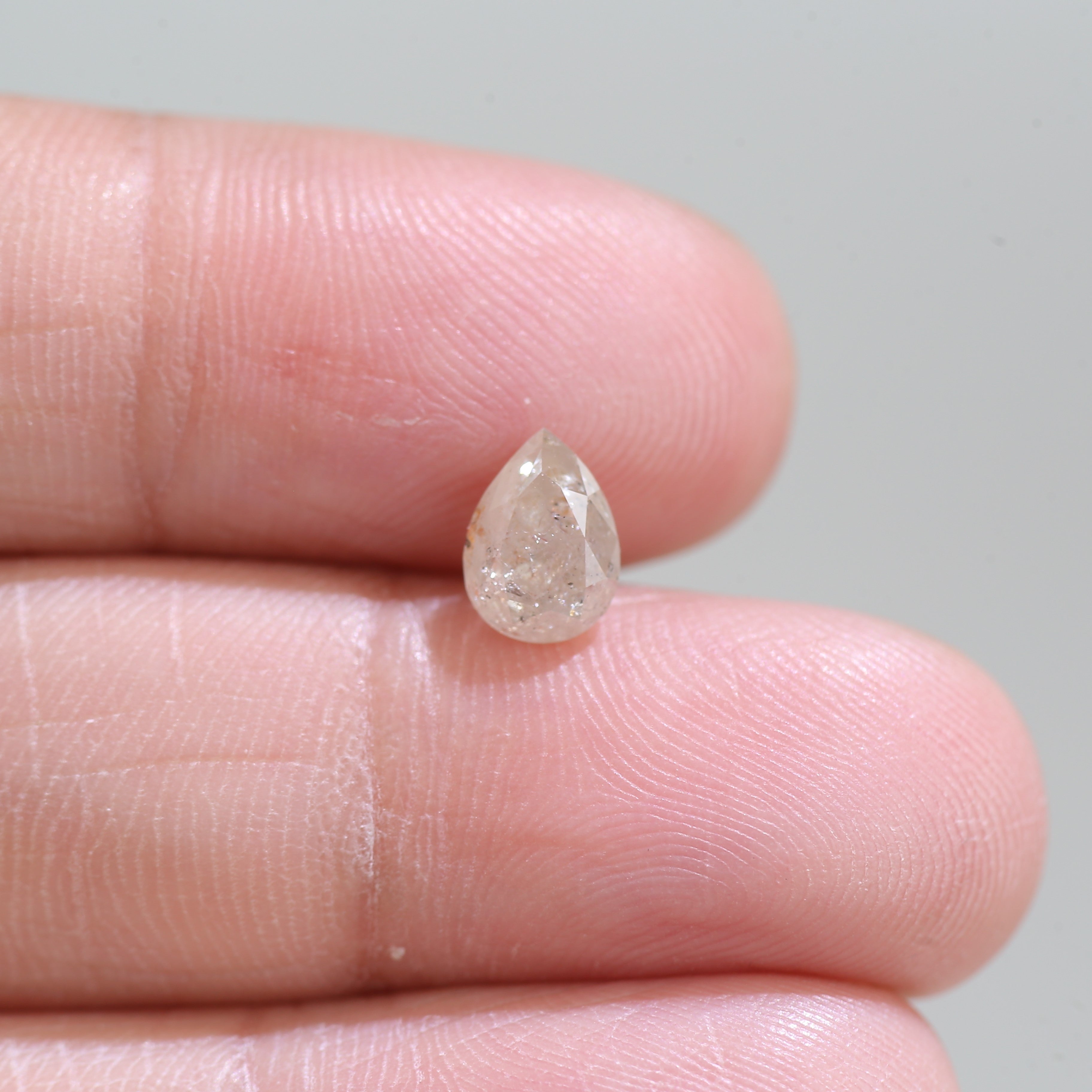 1.12 Carat Natural Pear Light Peach Salt And Pepper Diamond 7.31 MM