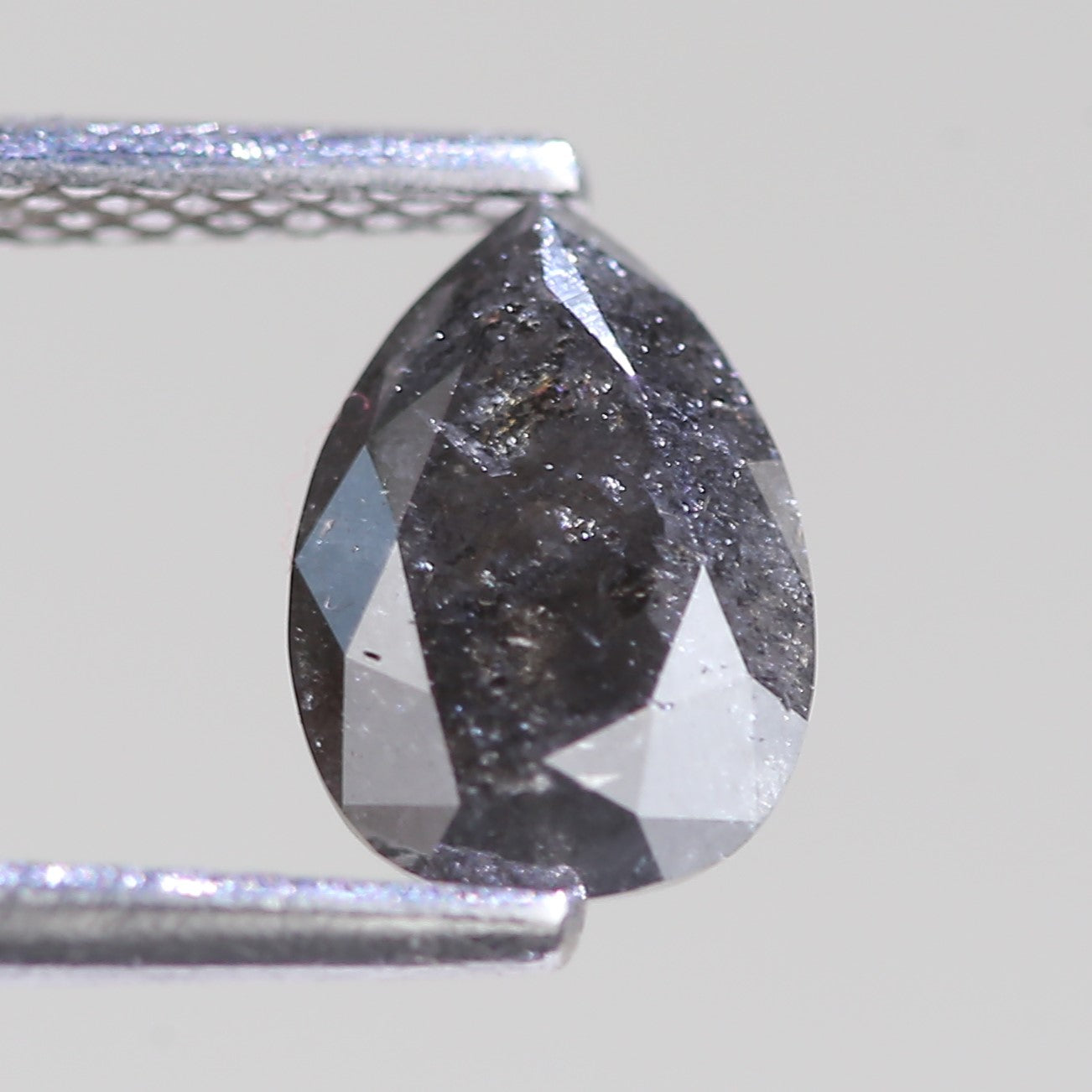 0.99 Carat Natural Pear Gray Black Salt And Pepper Diamond 8 MM