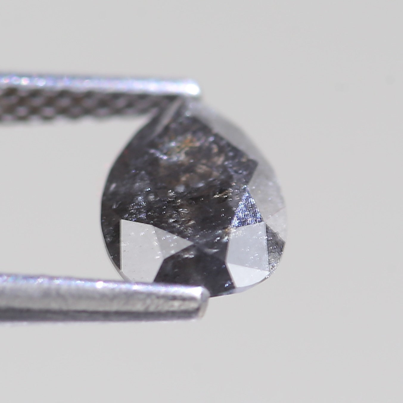 0.99 Carat Natural Pear Gray Black Salt And Pepper Diamond 8 MM