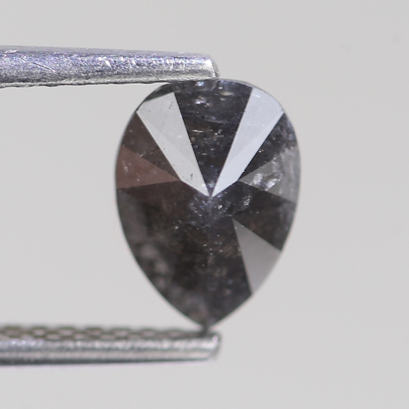 0.99 Carat Natural Pear Gray Black Salt And Pepper Diamond 8 MM