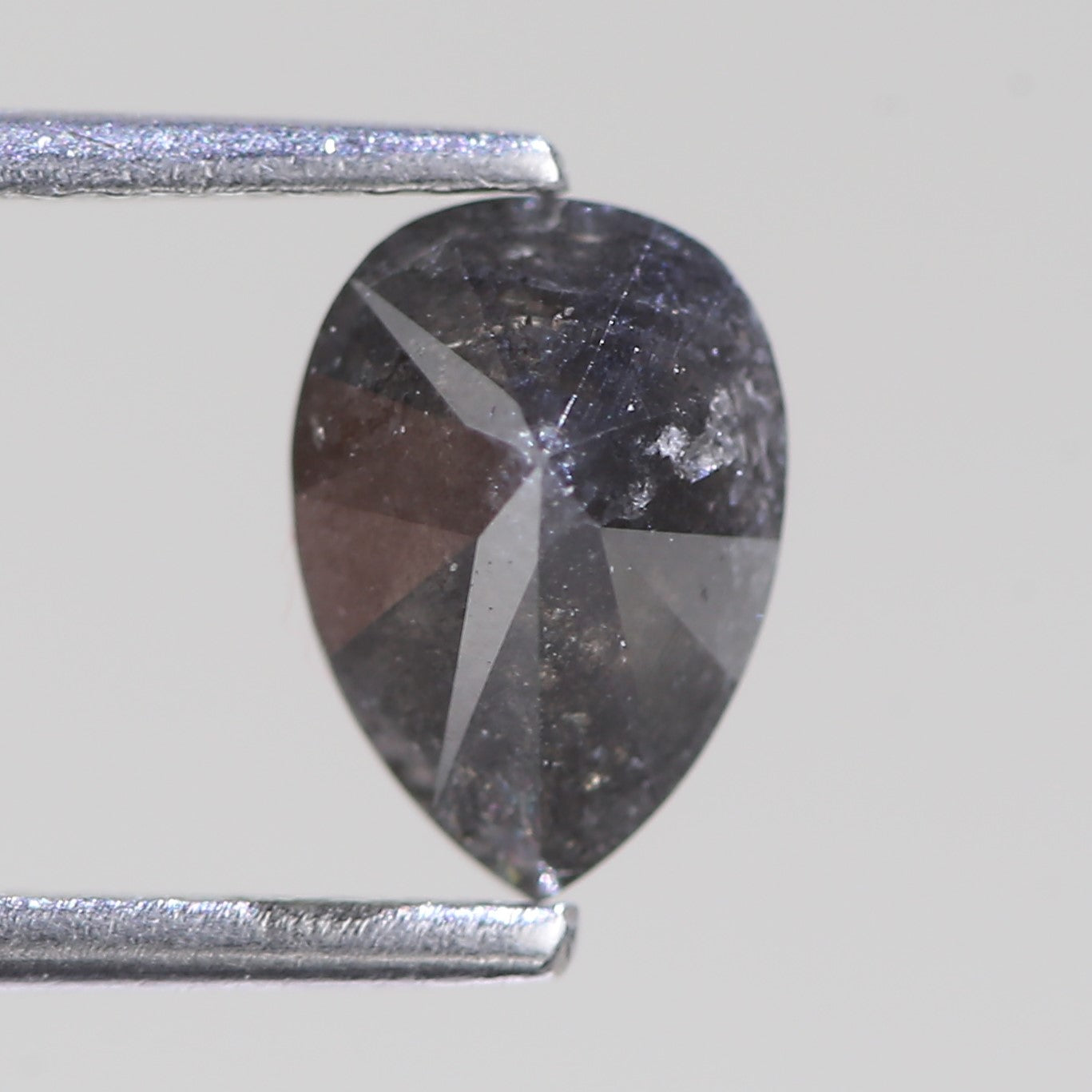 0.99 Carat Natural Pear Gray Black Salt And Pepper Diamond 8 MM