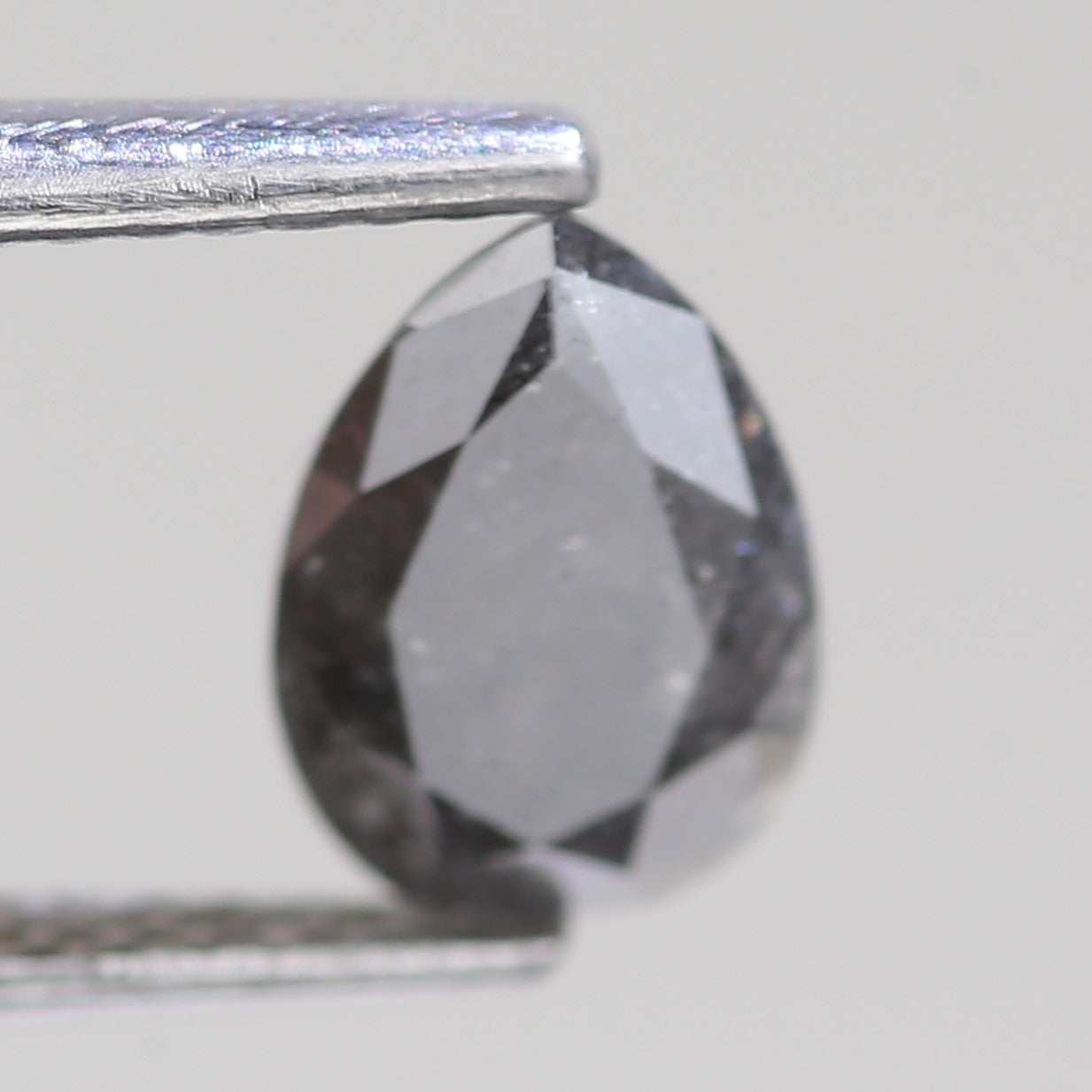 0.99 Carat Natural Pear Gray Black Salt And Pepper Diamond 8 MM