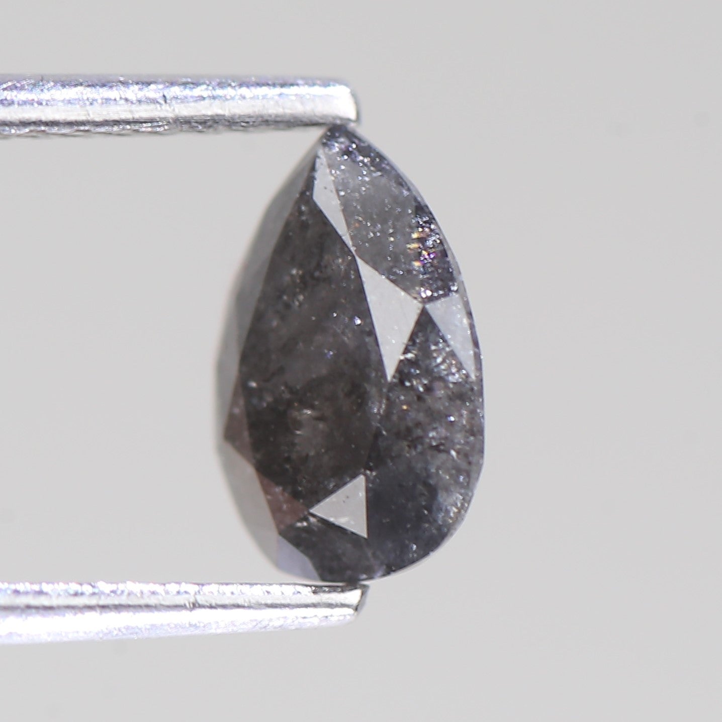 0.99 Carat Natural Pear Gray Black Salt And Pepper Diamond 8 MM
