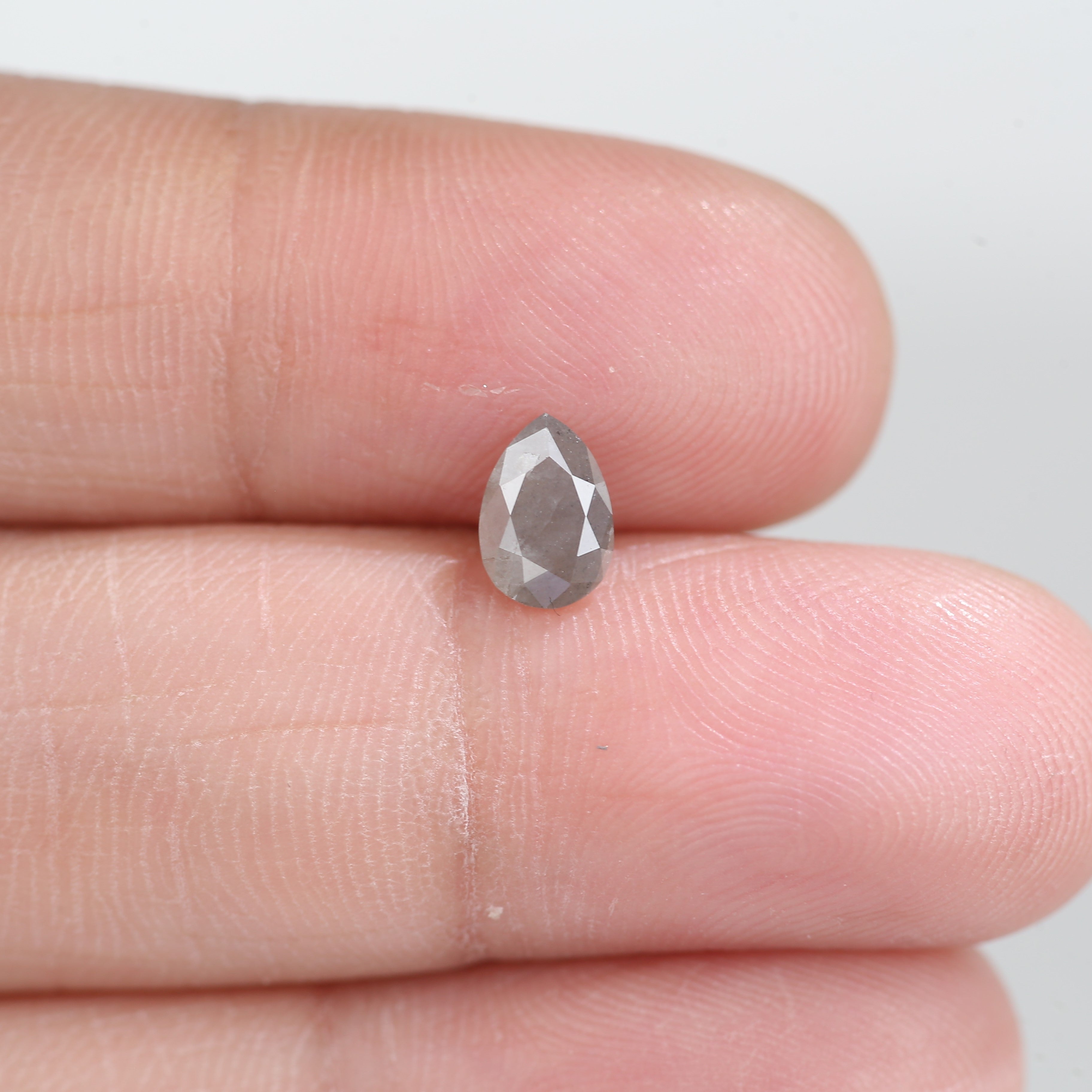 0.64 Carat Natural Pear Cut Gray Salt And Pepper Diamond 7 MM