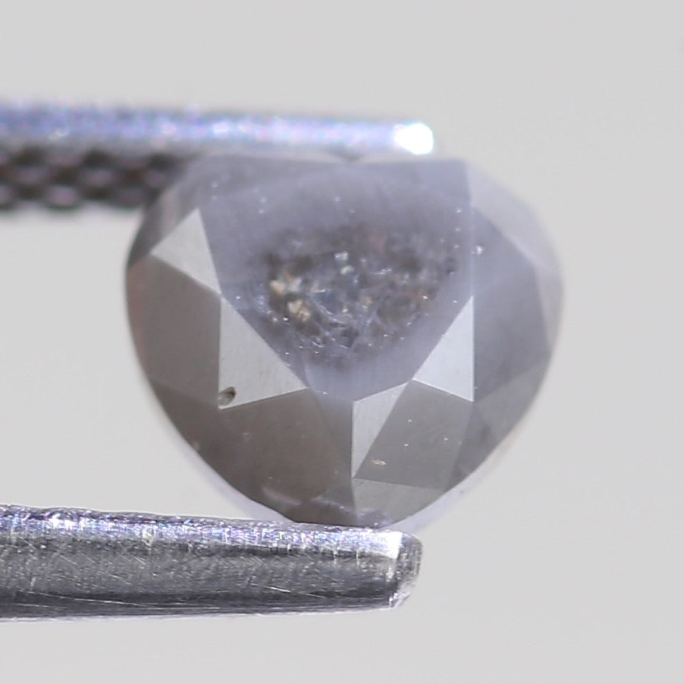 0.82 Carat Natural Heart Grey Salt And Pepper Diamond 5.20 MM