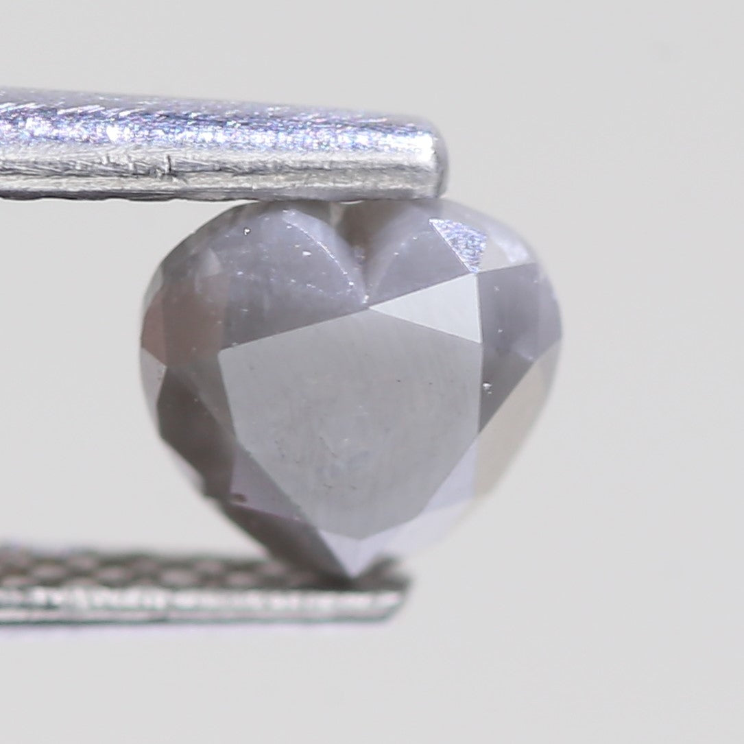 0.82 Carat Natural Heart Grey Salt And Pepper Diamond 5.20 MM