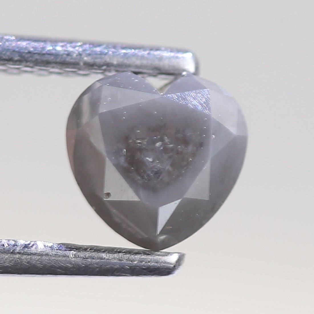 0.82 Carat Natural Heart Grey Salt And Pepper Diamond 5.20 MM